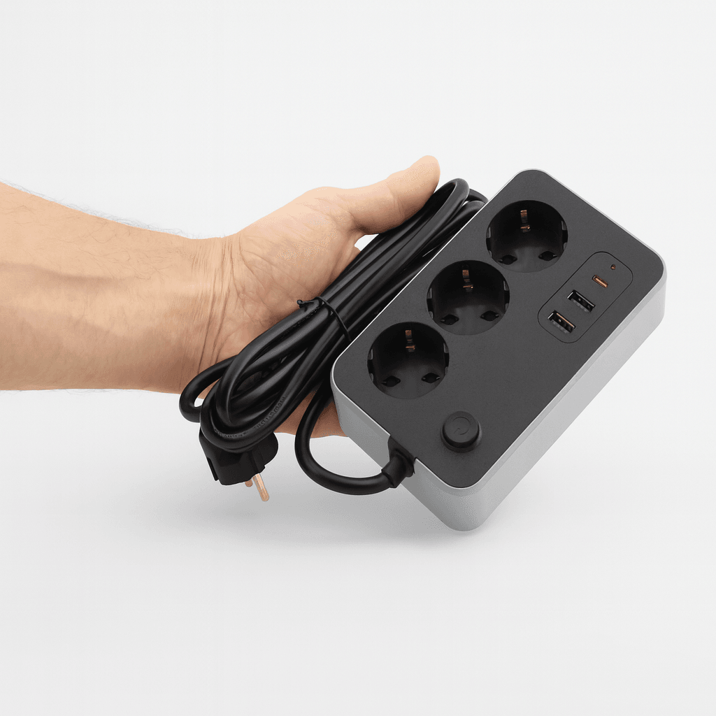 3 Prizli 3 USB Girişli Çocuk Akım Korumalı Topraklı Golyat Grup Şarj Fiş Priz 2 Metre Uzatma Kablosu