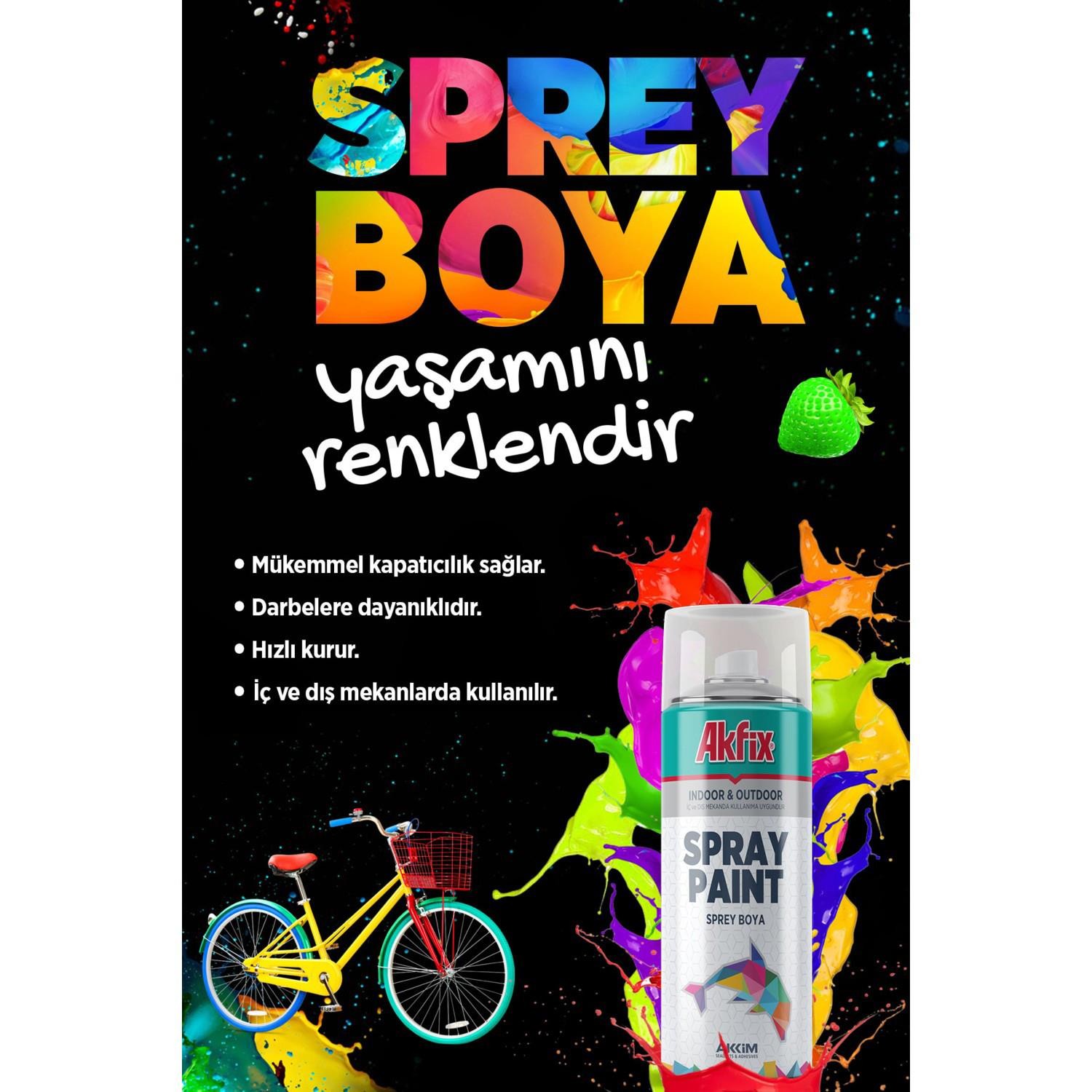 Akfix Kalıcı Sprey Boya Parlak Kırmızı 400 ml Tasarım Metal Ahşap Plastik Beton Yüzey Boyama