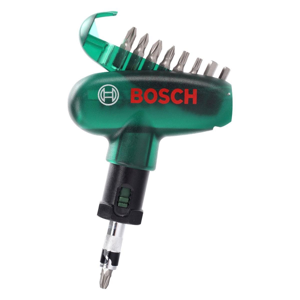 Bosch T Tipi Cırcırlı Tornavida ve 10 Parça Vidalama Uç Seti