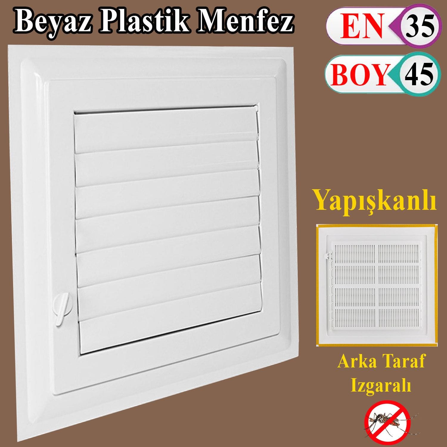 Menfez Banyo Wc Tuvalet Havalandırma Plastik Panjur Beyaz 35x45 CM