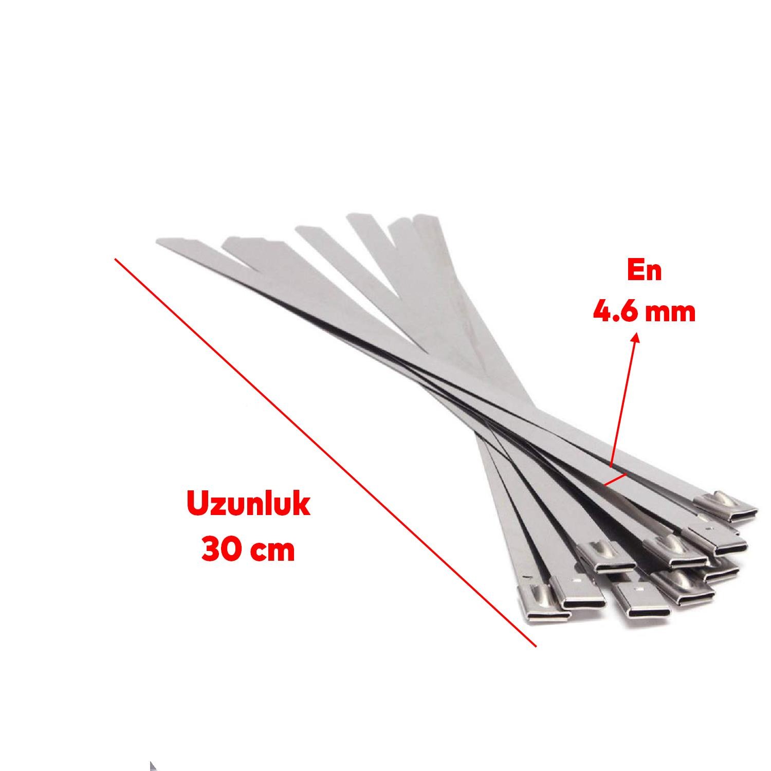 Cırt Kelepçe Metal Paslanmaz Çelik Kablo Zip Bağı Çok Amaçlı Bağlama 4.6x300 10 Adet