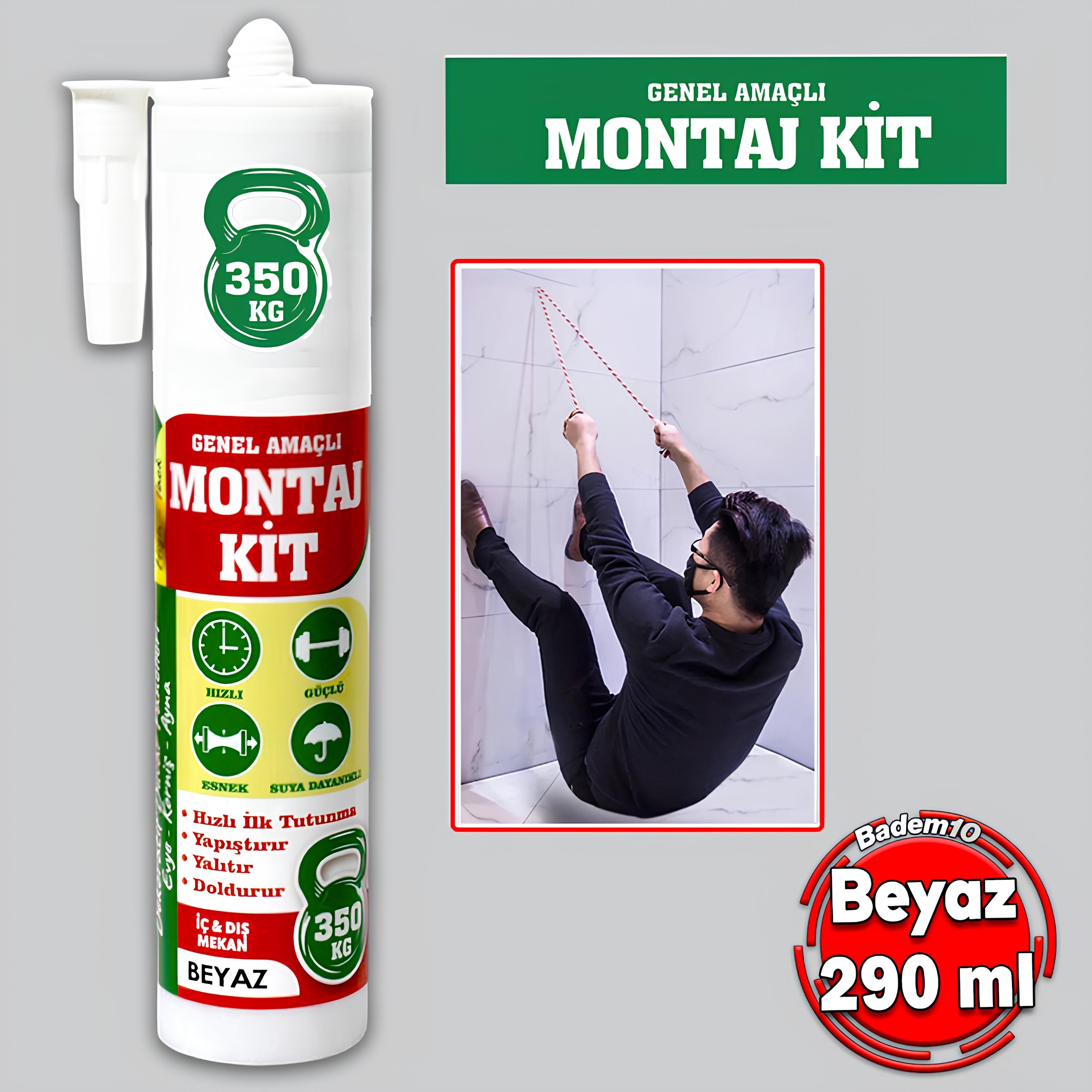 Montaj Yapıştırıcısı (290 ml Beyaz) Genel Amaçlı Korniş Mutfak Banyo Dolap Beton Fayans Mermer