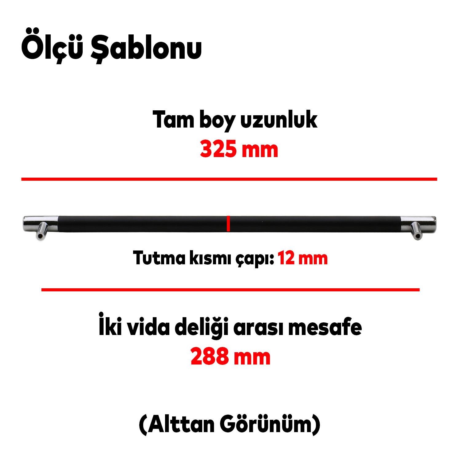 Hitit Mobilya Çekmece Mutfak Dolap Dolabı Kulpu Kulpları Kulbu 288 Mm Mat Siyah Krom Metal Kulp
