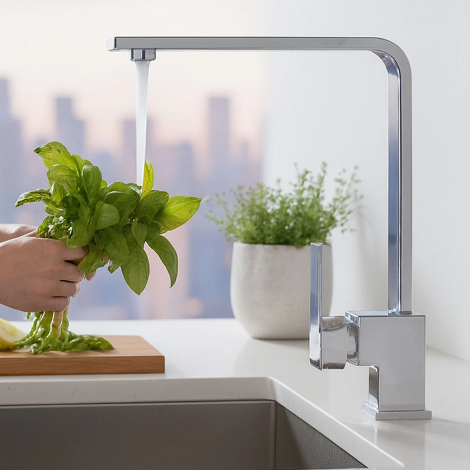 Mutfak Evye Bataryası Krom 360 Derece Döner Başlıklı Dayanıklı Su Tasarruflu Lavabo Musluğu