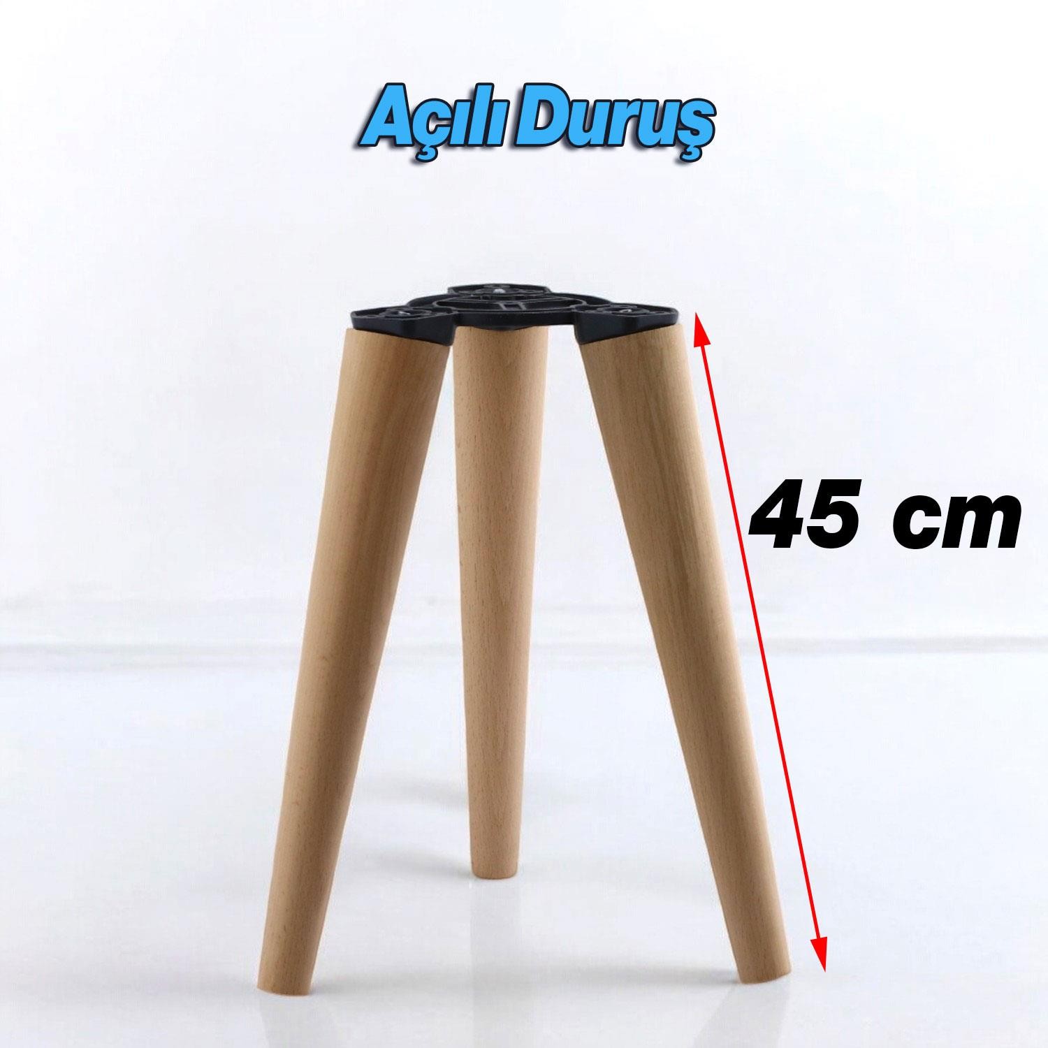 Ahşap Sehpa 3'lü Ayak Takımı 45 cm Zigon Puf Tabure Ayağı Masa Ayakları 45 cm Bağlantı Aparatı Dahil