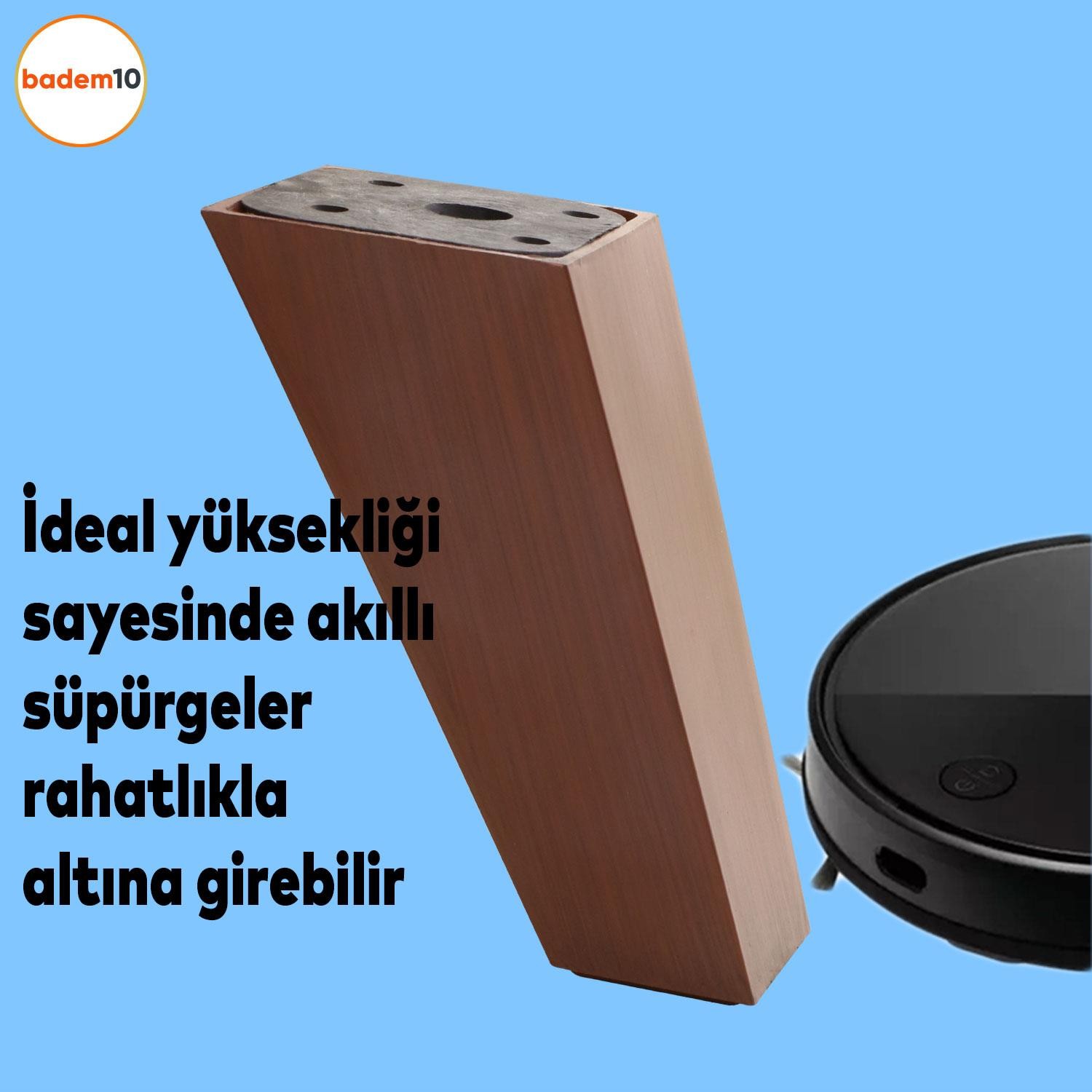 Linden Lüks Mobilya Kanepe Sehpa Tv Ünitesi Koltuk Ayağı 12 Cm Kahverengi Baza Ayakları