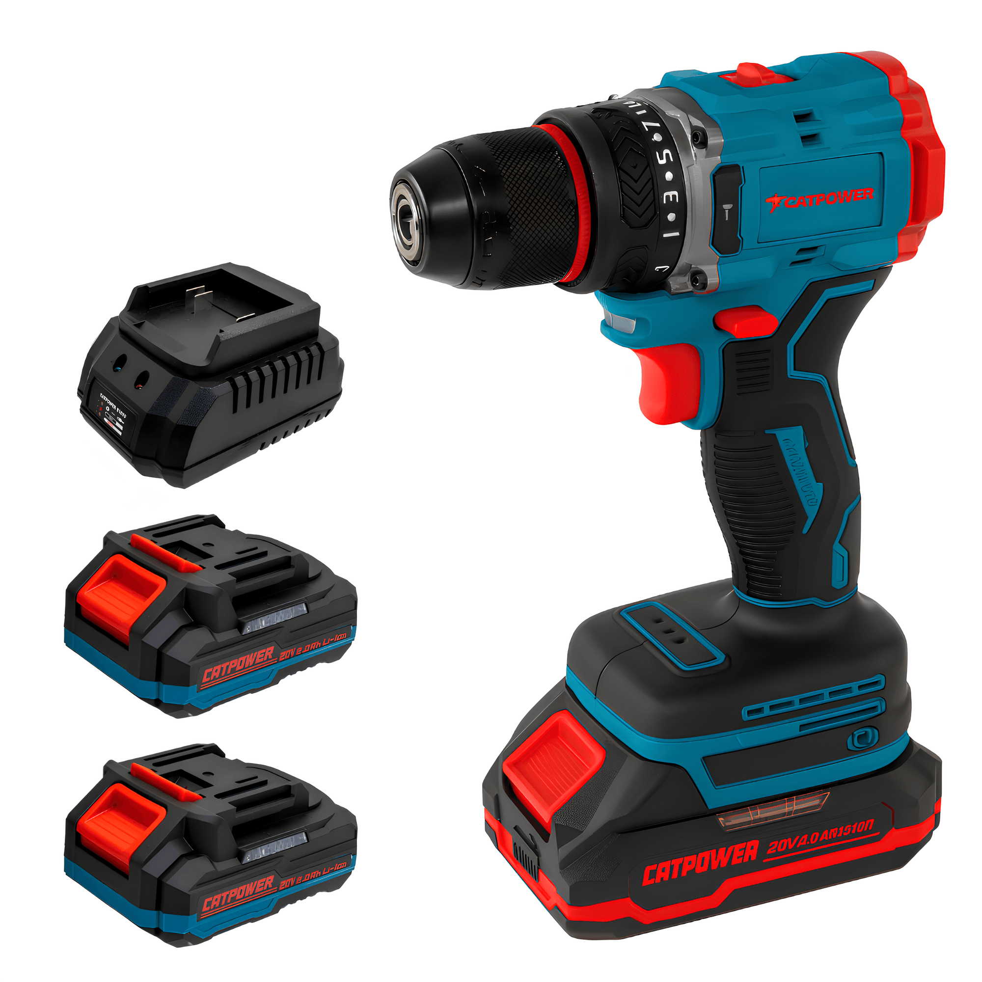 Catpower CAT1020 Akülü Kömürsüz Darbesiz Matkap Vidalama Çift Akülü Çantalı 10MM 20V 2.0AH