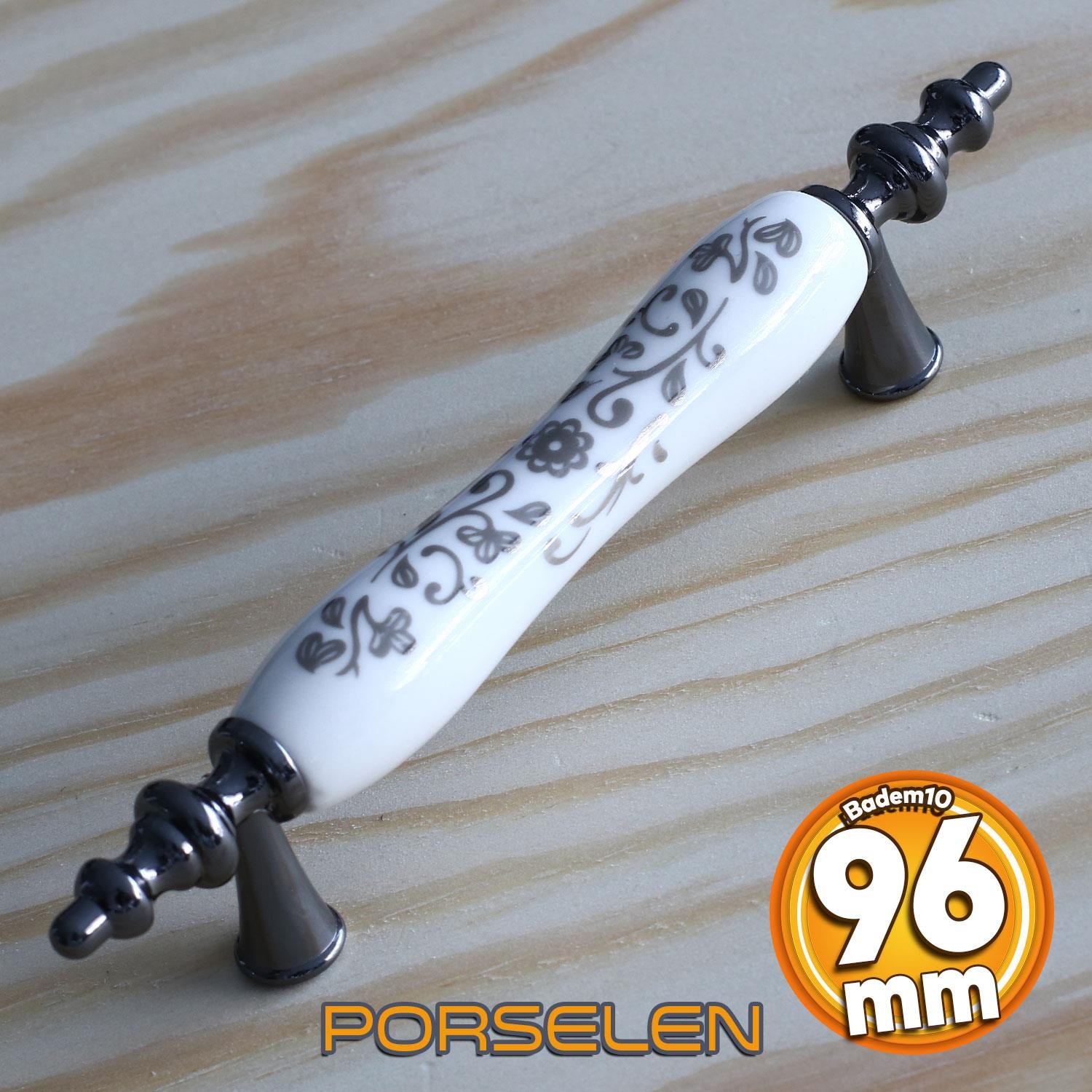 Gerçek Porselen Füme Beyaz 96 mm Kulp Mobilya Mutfak Kulplar Dolabı Çekmece Kulbu Dolap Kapak Kulpu