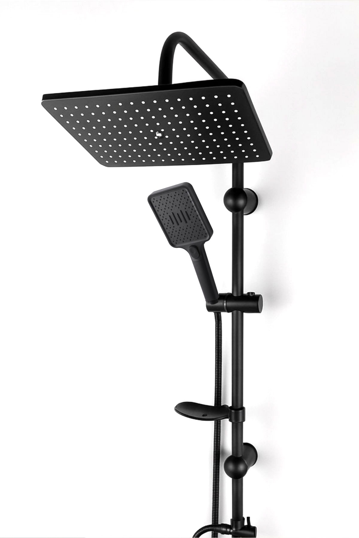 Robot Duş Seti Tam Takım Siyah Lüks Yağmurlama Çok Fonksiyonlu El Duşu Başlıklı Vidalı Duş Sistemi