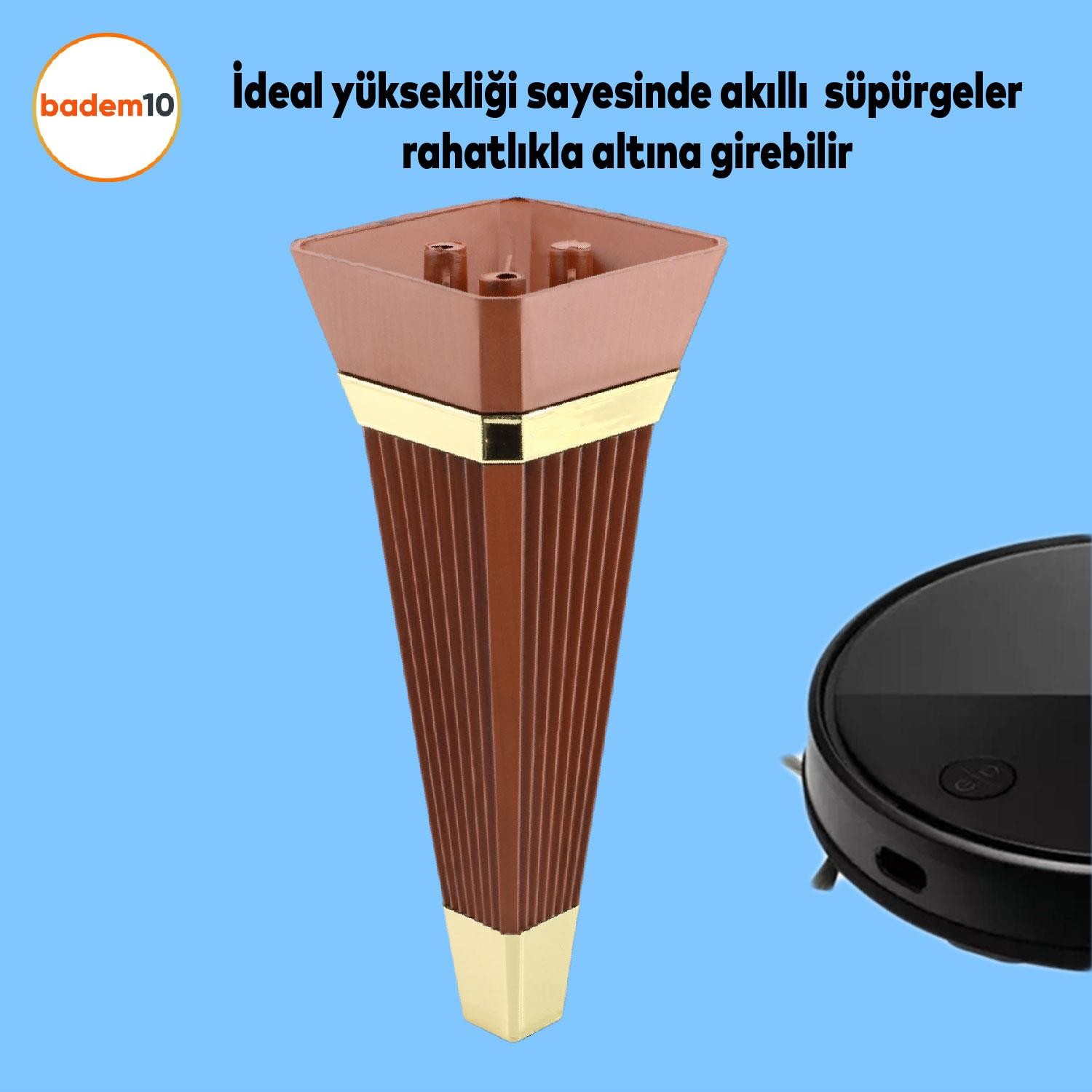 Alcazar 6'lı Set Mobilya TV Ünitesi Çekyat Koltuk Kanepe Destek Ayağı 15 cm Ceviz Ayak M8 Civatalı