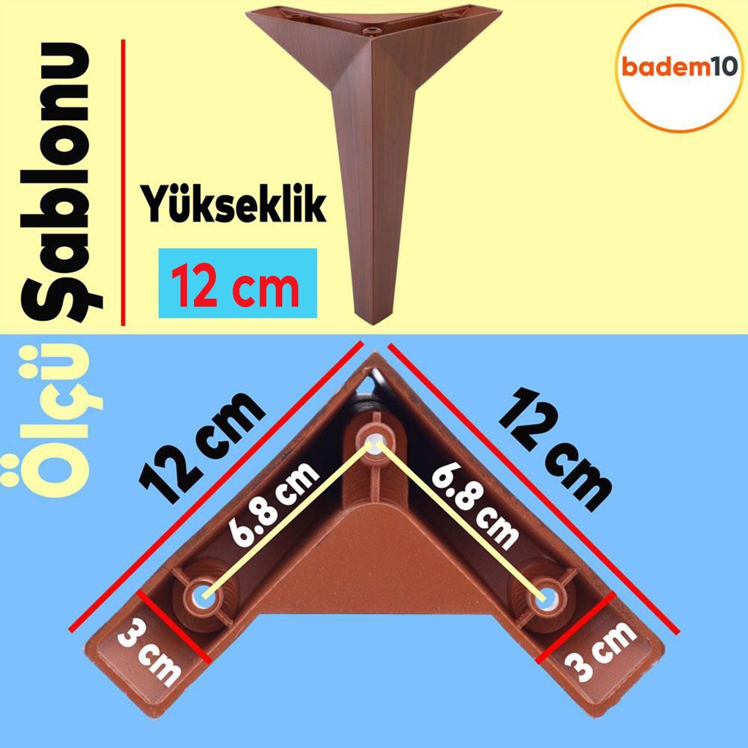 Kale 6'lı Set Mobilya TV Ünitesi Çekyat Koltuk Kanepe Destek Ayağı 12 cm Kahve Ahşap Desenli Baza Ayak M8