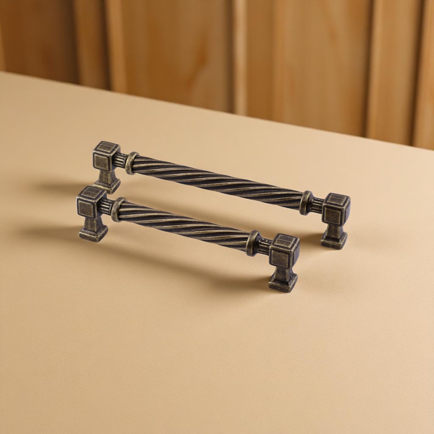 Burma Antik Sarı Eskitme Metal Kulp 192 mm Mobilya Çekmece Mutfak Dolabı Dolap Modern Kapak Kulpları