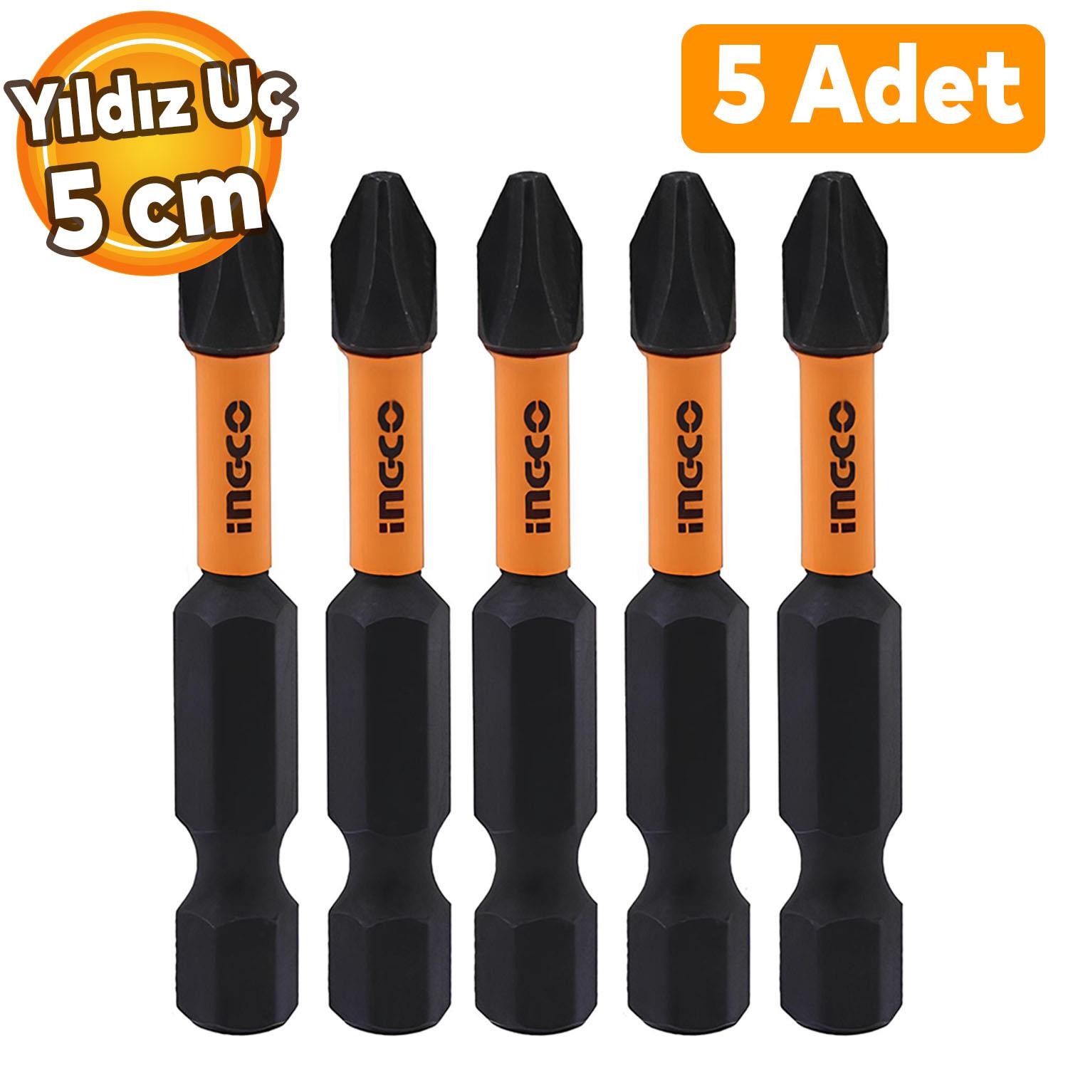 5 Adet Mıknatıslı Matkap Bits Uç Ph2 50 mm Vida Sökme 5 cm Yıldız Matkap Vidalama Ucu S2 Çeliği