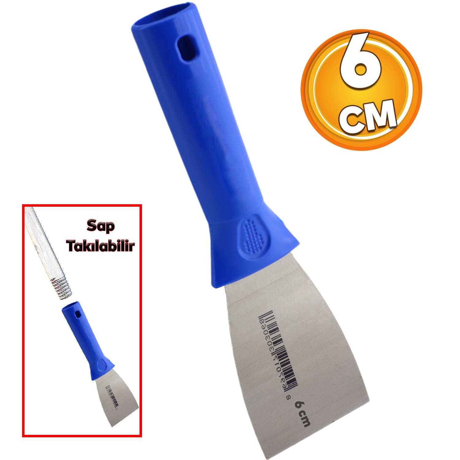 Plastik Saplı Metal Ispatula Macun Spatulası Temizlik Boya Sıva Kazıma Harç Karıştırma Spatula 6 cm