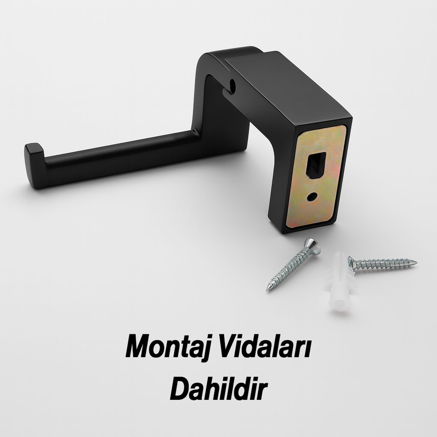 Siyah Lüx Kapaksız WC Kağıt Aparatı Vidalı Paslanmaz Metal Duvar Tuvalet Kağıtlık Banyo Aksesuarı