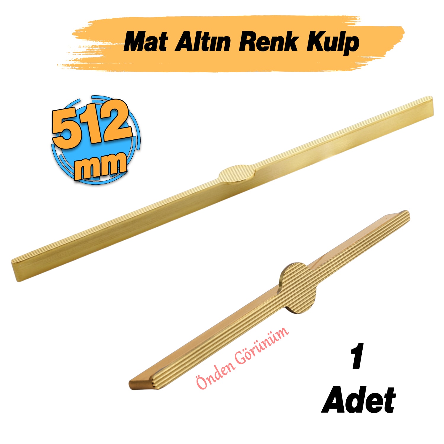Saral Çizgili Mat Altın Metal Kulp 512 mm 51.2 cm Mobilya Çekmece Mutfak Dolabı Dolap Kapak Kulplar