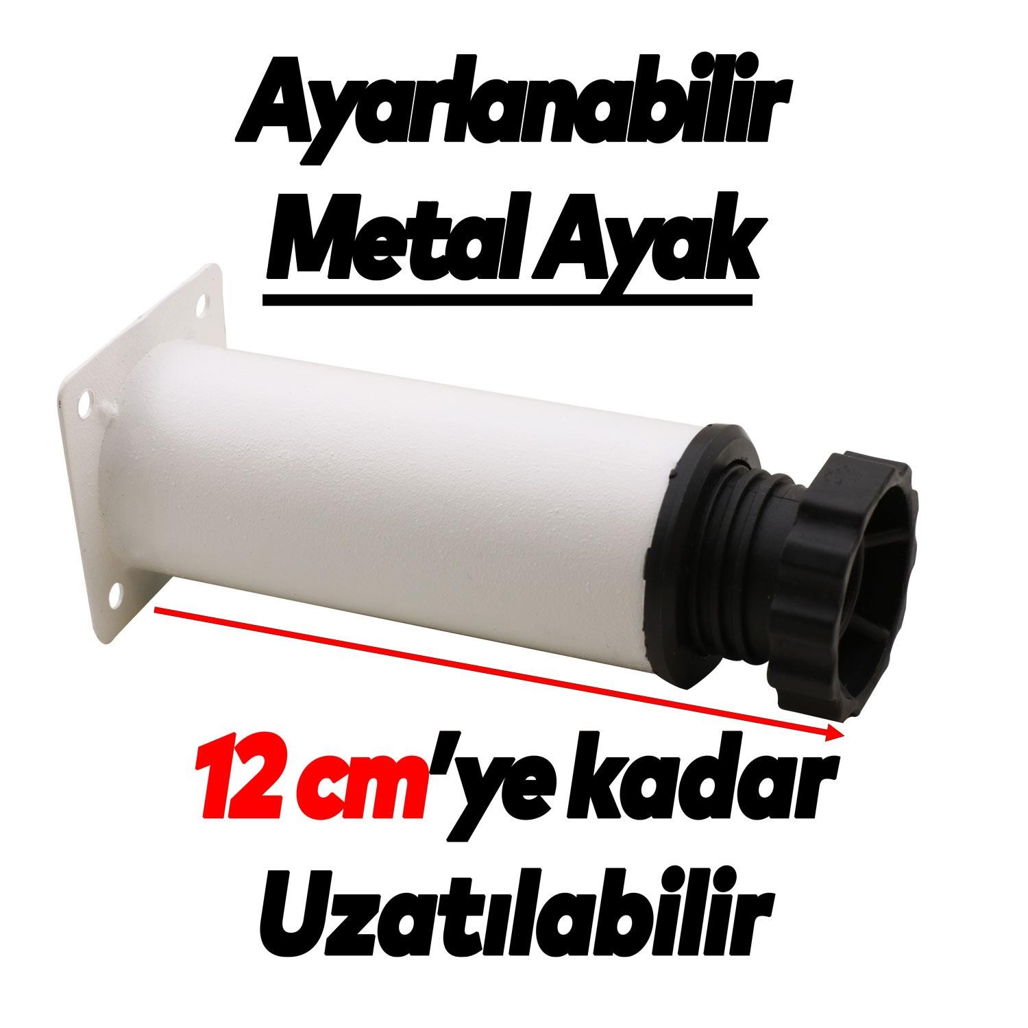 Ayarlanabilir Dolap Mobilya Kanepe Baza Koltuk Metal Destek Yükseltici Ayağı 10 cm Beyaz Ayakları 8 Adet