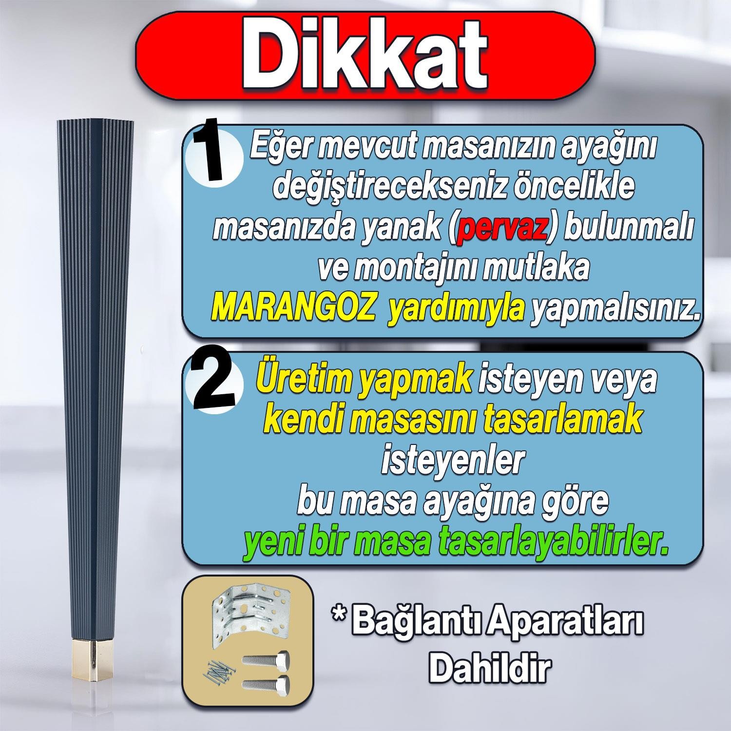 4 Adet Elit Masa Dresuar Ayağı 75 cm Plastik Antrasit Ayak Mutfak Yemek Masası Mobilya Ayakları