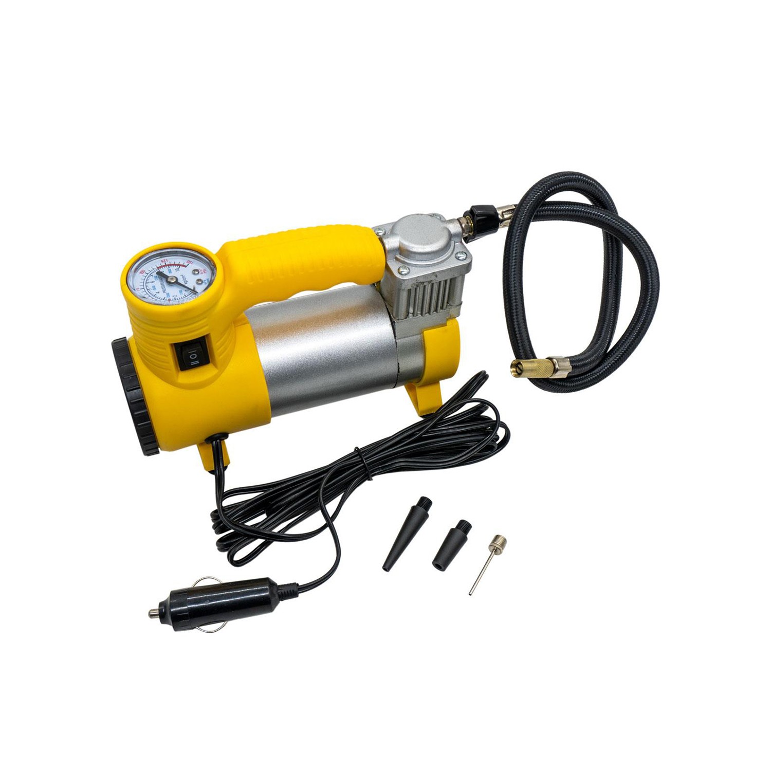 Metal Hava Kompresörü 150 Psı 12V Araç Tipi Çakmaklık Araba Bisiklet Teker Lastik Şambrel Top Şişirme