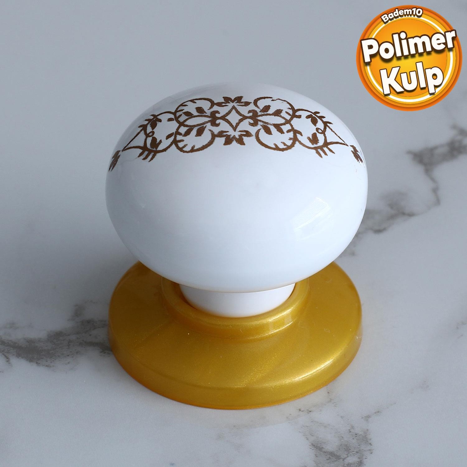 Polimer Düğme Kulp Desenli Beyaz Gold Tablalı Dolap Mobilya Mutfak Dolabı Çekmece Dolap Kulpu Kulbu