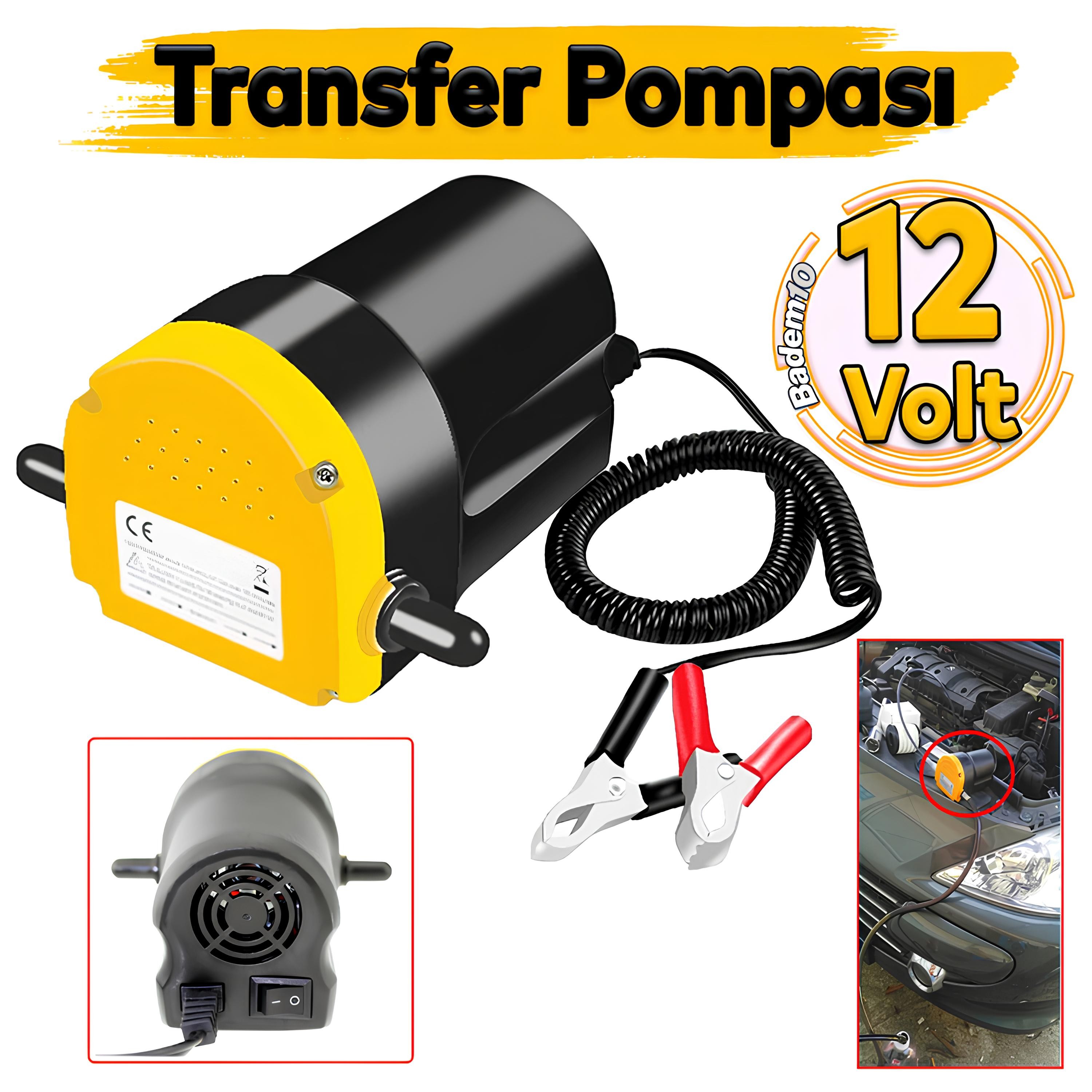 Araba Araç Otomobil Benzin Mazot Su Pompası 12V 60W Motor Yağı Yakıt Transfer İkmal Aktarma Pompası