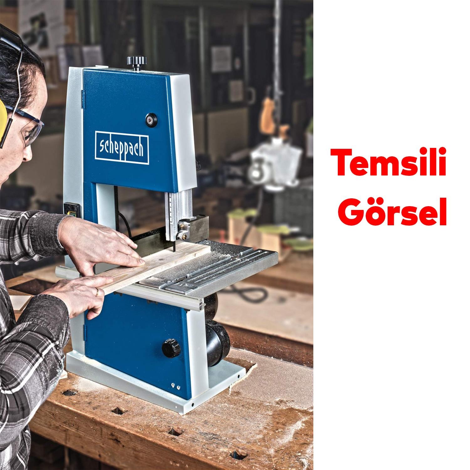 Marangoz Şerit Testere Makinası Scheppach BASA 1 Tezgah Tipi 300 W Kalas Kereste Mobilya İmalat