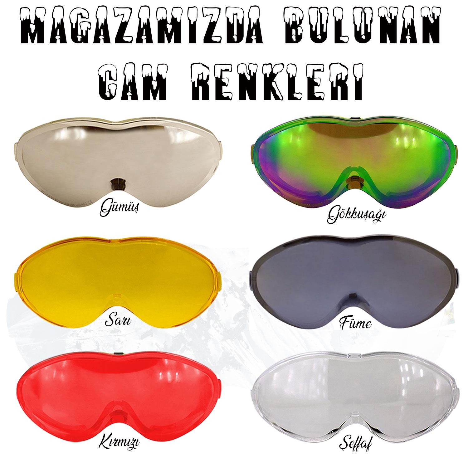 Bellasimo Çerçevesiz Kayak Gözlüğü Camı Lens Değiştirebilir Cam Antifog Güneş Kar Gözlük Camı Gümüş