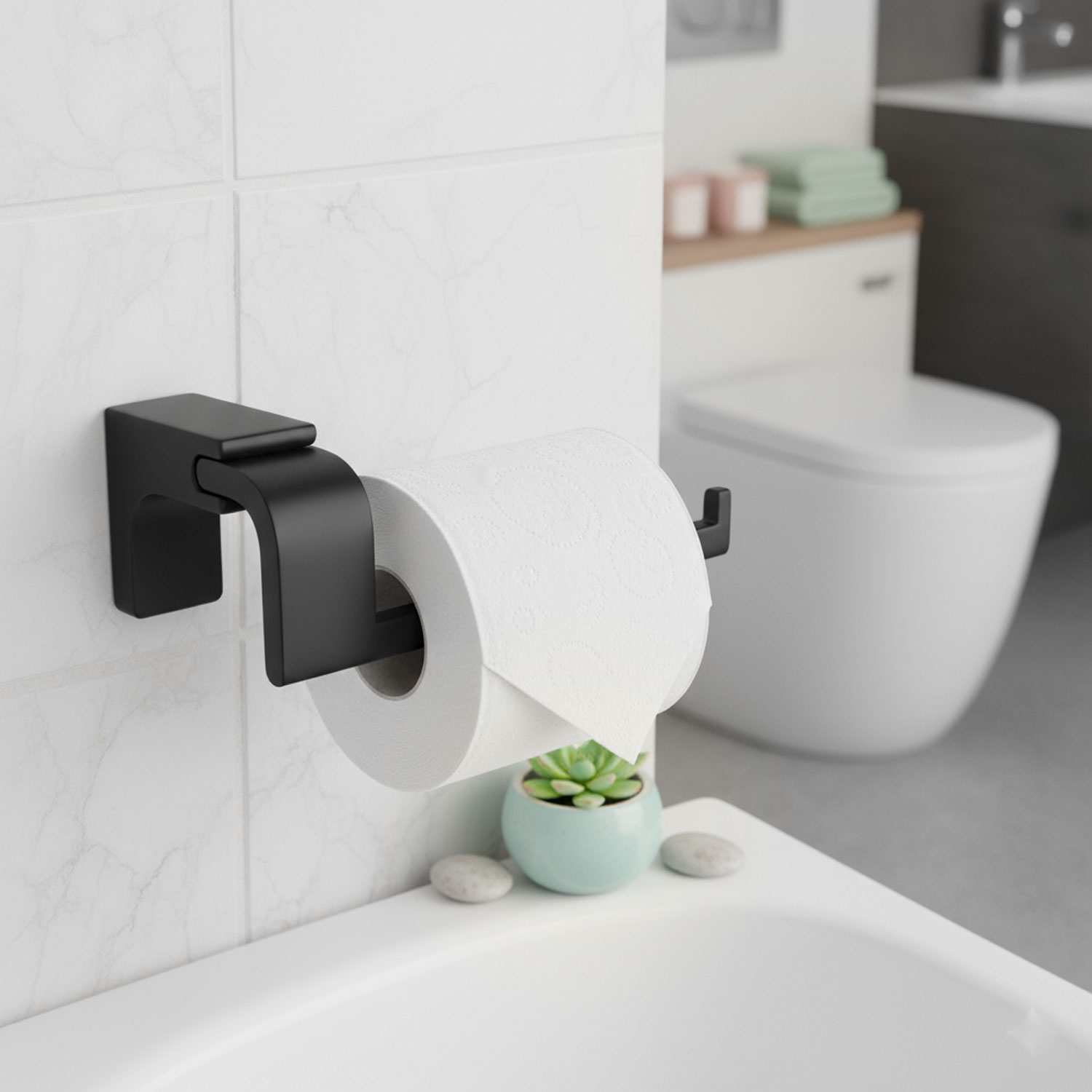 Siyah Lüx Kapaksız WC Kağıt Aparatı Vidalı Paslanmaz Metal Duvar Tuvalet Kağıtlık Banyo Aksesuarı