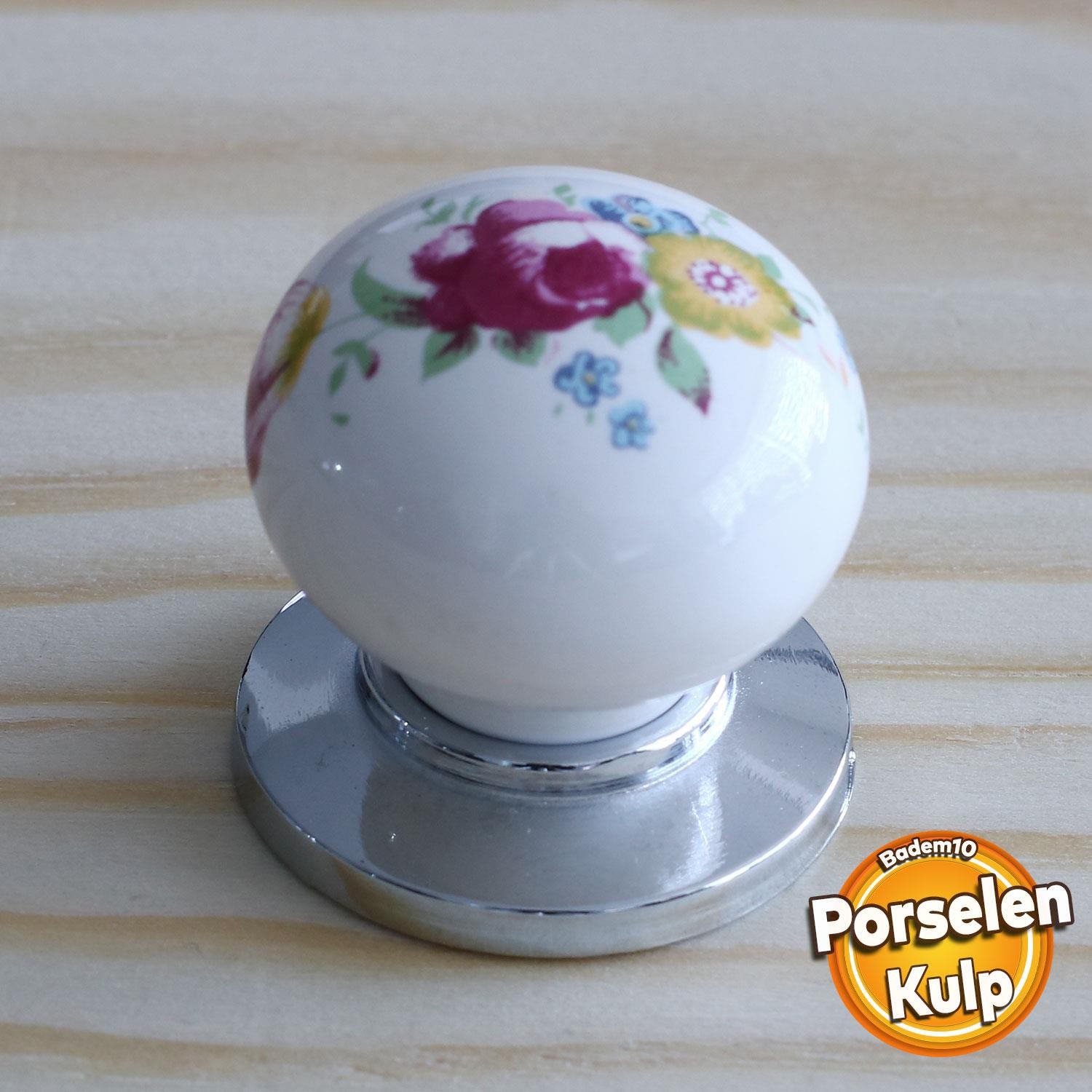 Gerçek Porselen Kulp Çiçekli Düğme Mobilya Mutfak Dolabı Kapak Kulpu Kulbu Çekmece Dolap Kulpları