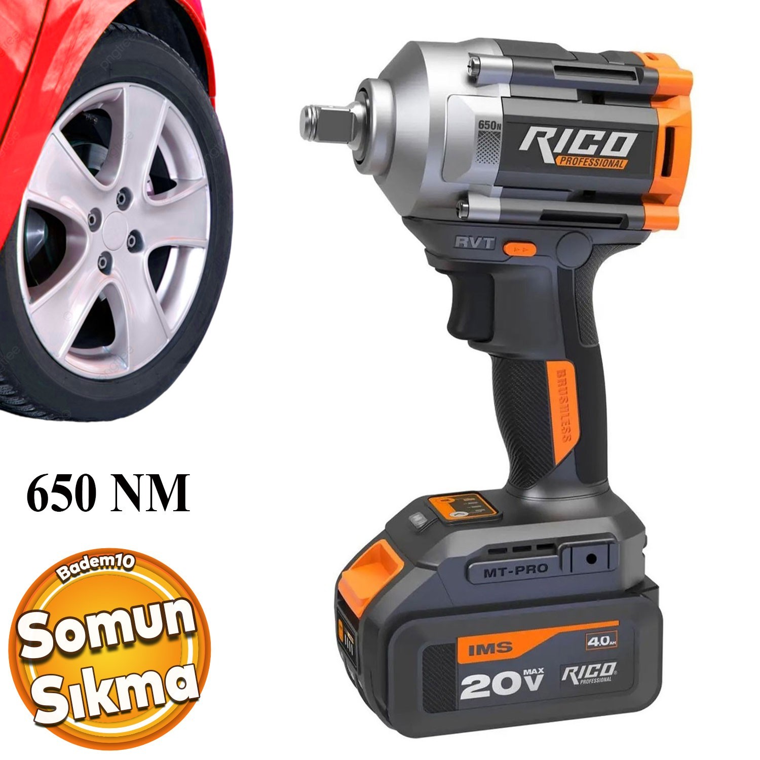 Somun Sıkma Makinesi 650 NM 20 V Darbeli Akülü Kömürsüz Şarjlı Lastik Teker Bijon Sökme Tabanca