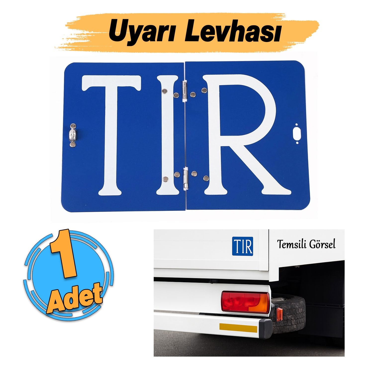 ADR 40x30 cm Katlanır Alüminyum Levhası ( TIR ) Yazısı Mavi Renk 1 Adet Katlanabilir Uyarı Levha