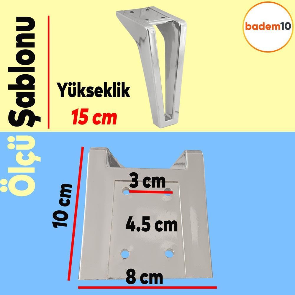Penta 6'lı Set Mobilya TV Ünitesi Çekyat Koltuk Kanepe Destek Ayağı 15 cm Krom Ayak M8 Civatalı