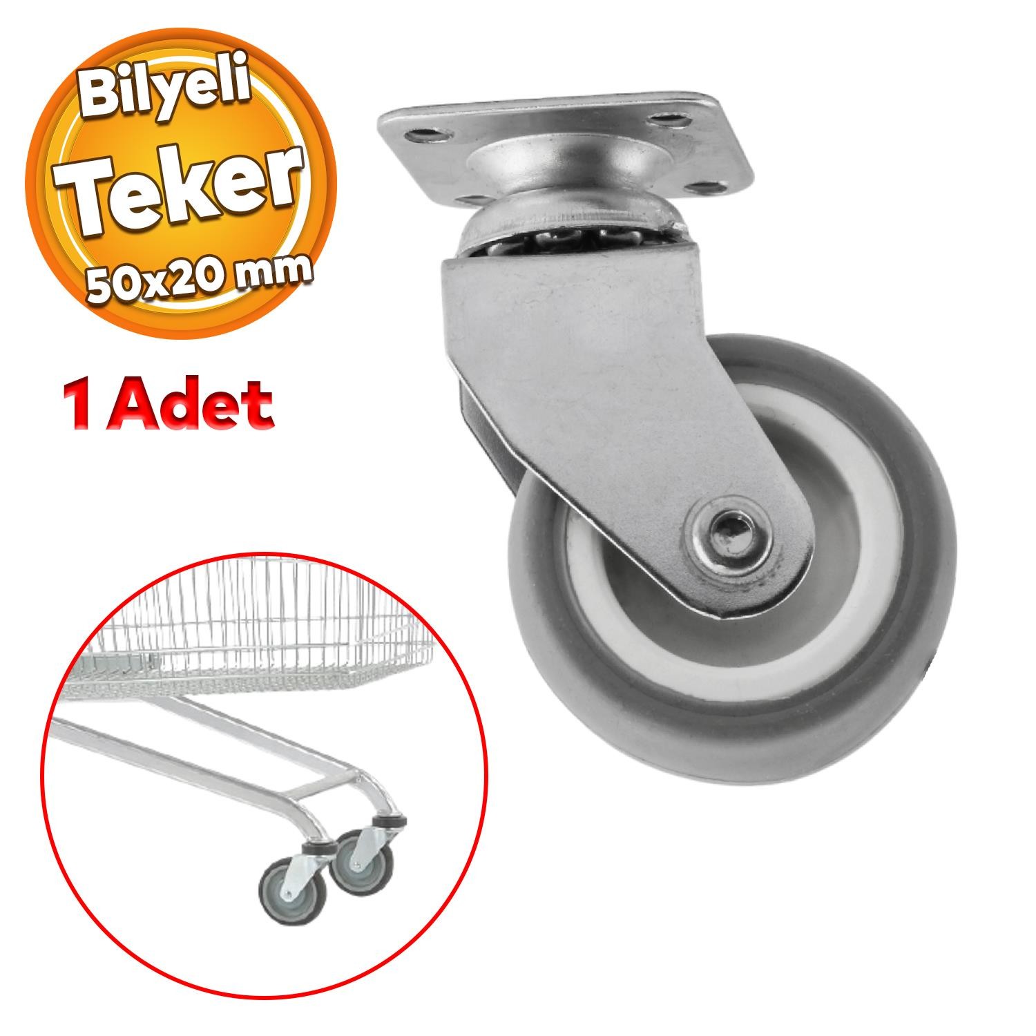 Mobilya Ofis Koltuk Tekeri Vidalı Yük Taşıma Alışveriş Sepeti Tablalı Teker 50 MM x 20 mm GRİ