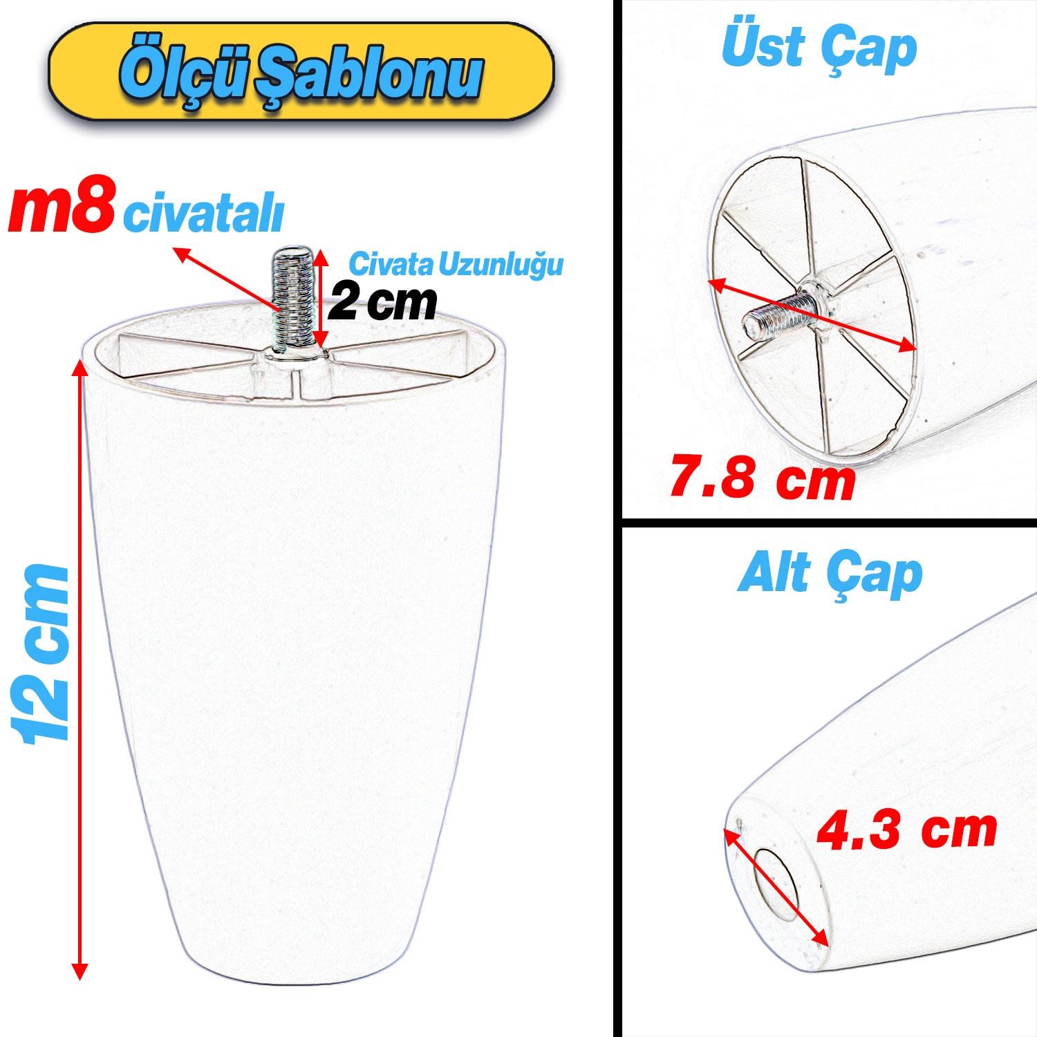 Oval 4 Adet Plastik Ayak 12 cm CEVİZ Mobilya Sehpa Kanepe Koltuk Ayağı Baza Ayakları Aparat Dahil