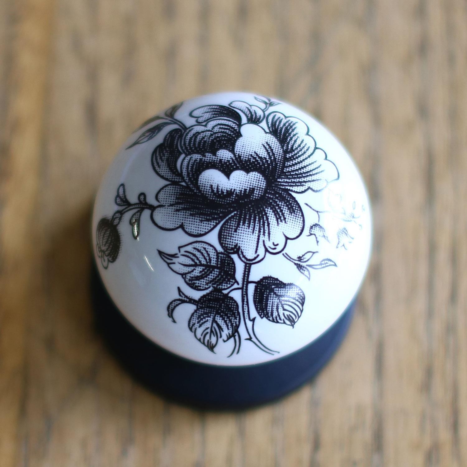 Gül Gerçek Porselen Düğme Kulplar Mobilya Mutfak Dolabı Çekmece Dolap Kapak Kulpu Kulbu Siyah