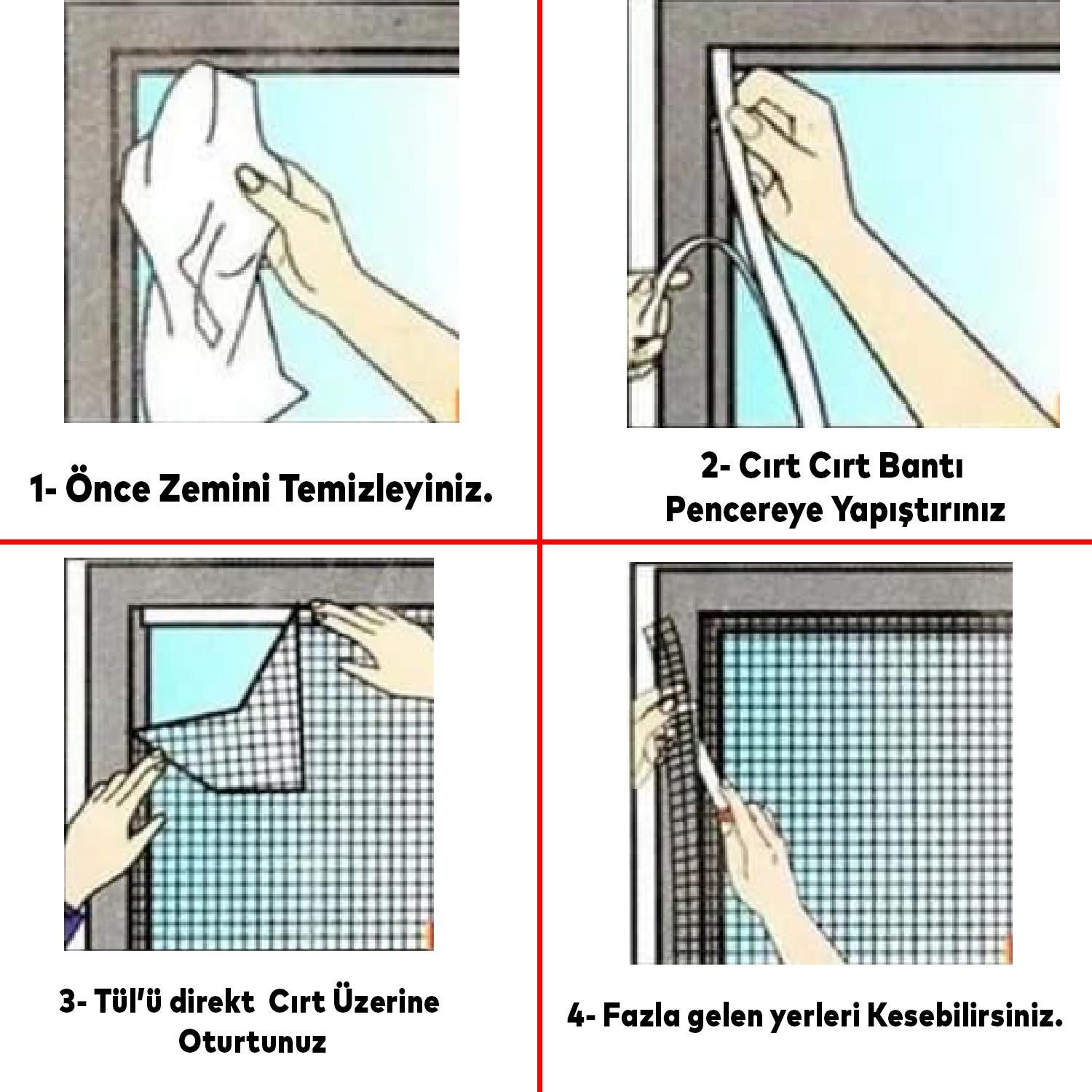 Bulmax Çift Kanat Hazır Sineklik Sök Tak Pratik Yıkanabilir Pencere Kapı Sinekliği 150x120 cm