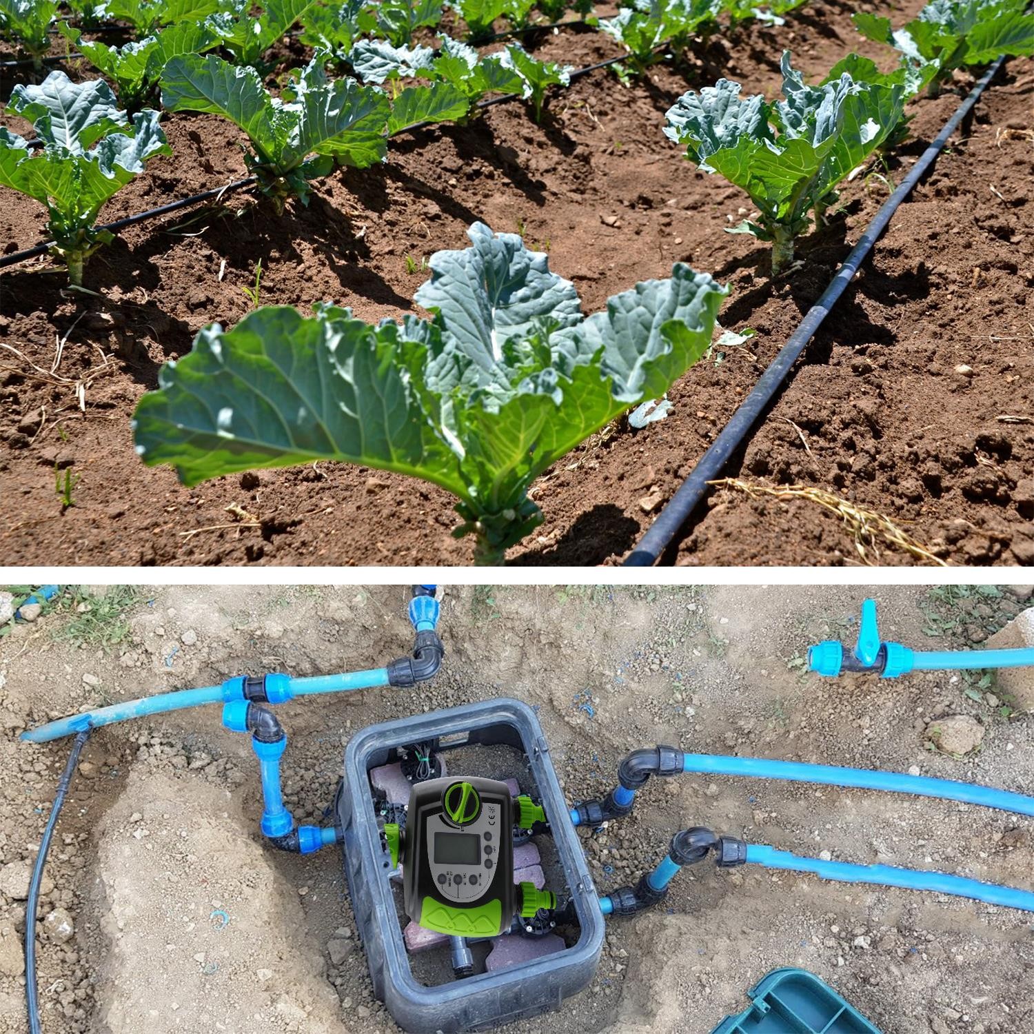 Elektronik Dijital Çift Çıkışlı Pilli Otomatik Ayarlı Sulama Zamanlayıcısı Bahçe Sulama Temizleme 