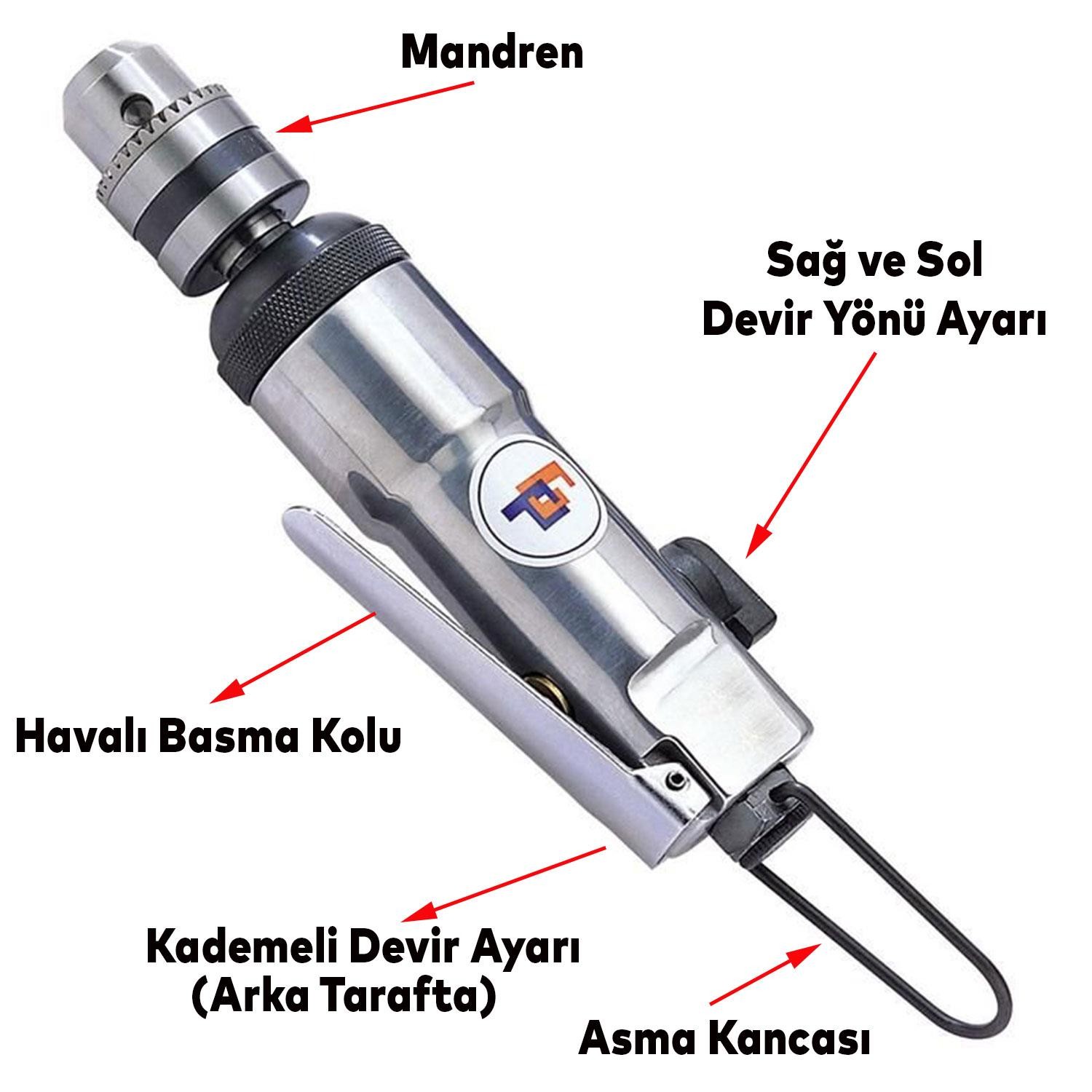 Gison GP350 Havalı Kalem Matkap 3/8" Sağ Sol Devir Yönü