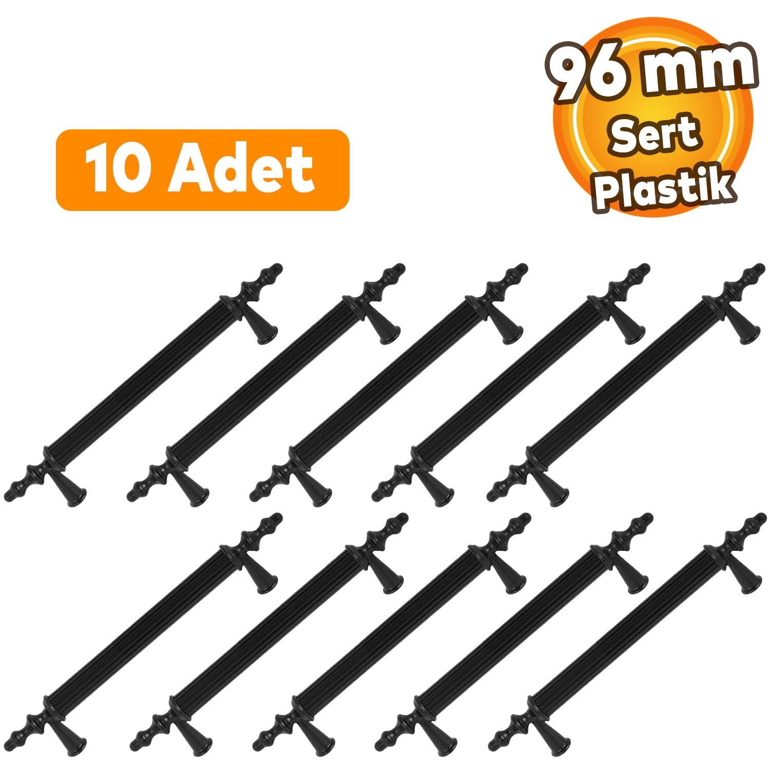 Polavit 96 Mm (SERT PLASTİK) Siyah Mobilya Çekmece Mutfak Dolap Dolabı Kulpu Kulbu Kulpları 10 Adet