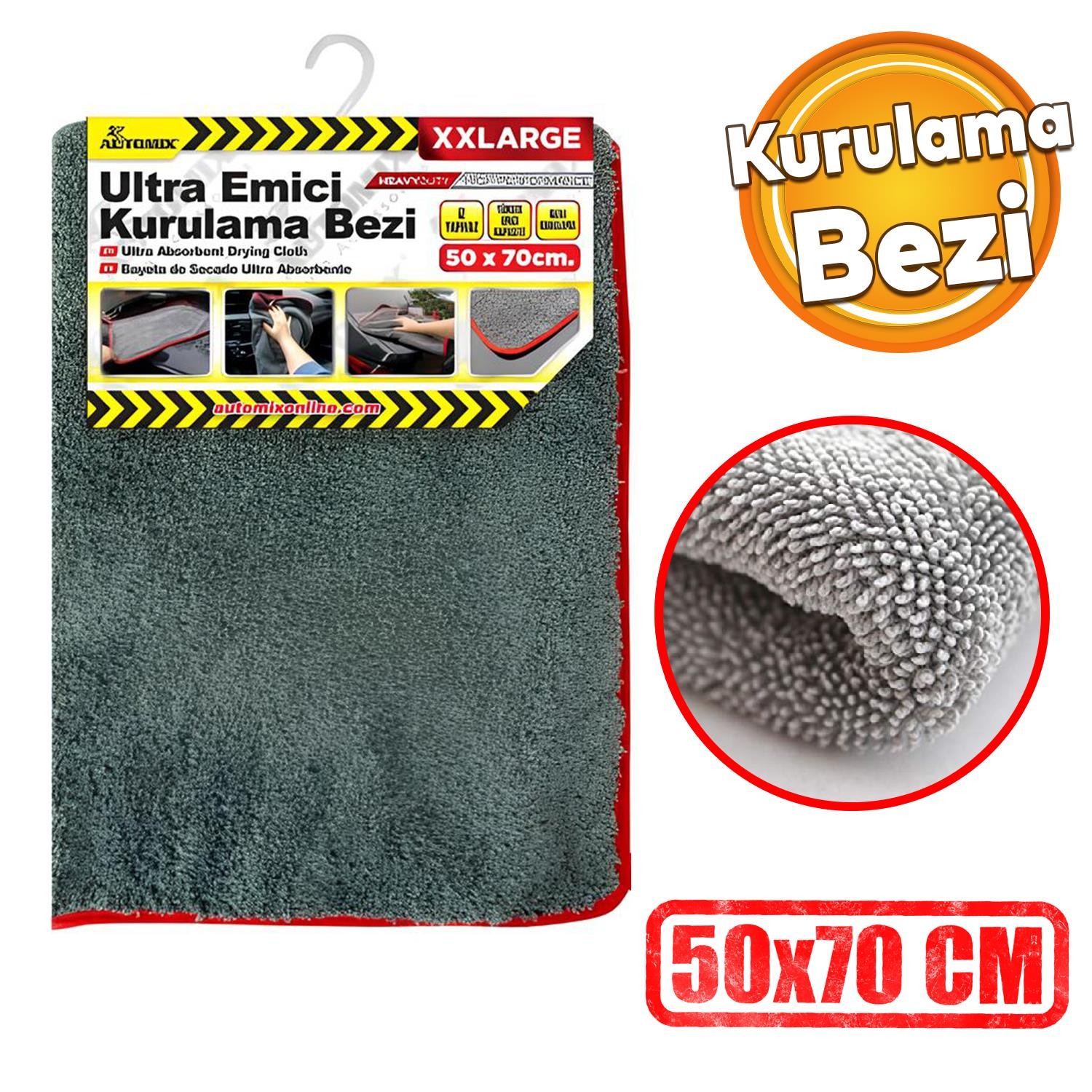 Automix Araba Otomobil İç Dış Ofis Ev Zemin Parke Kurulama Temizleme Emici Mikrofiber Bez 50x70