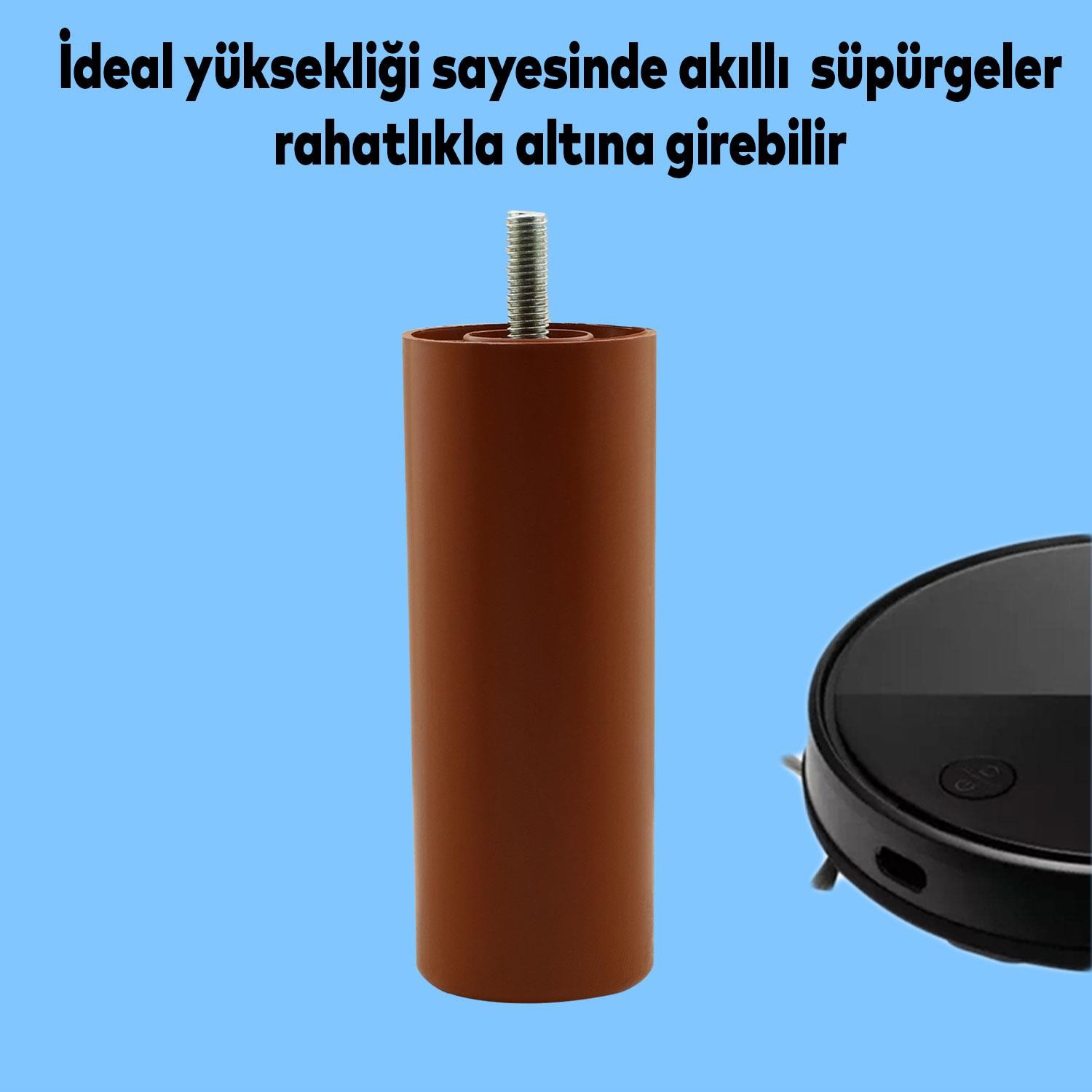 Mobilya Kanepe Koltuk Baza Yükseltme Yükseltici M8 Civatalı Incediş Destek Ayağı Ayakları Kahve 12cm
