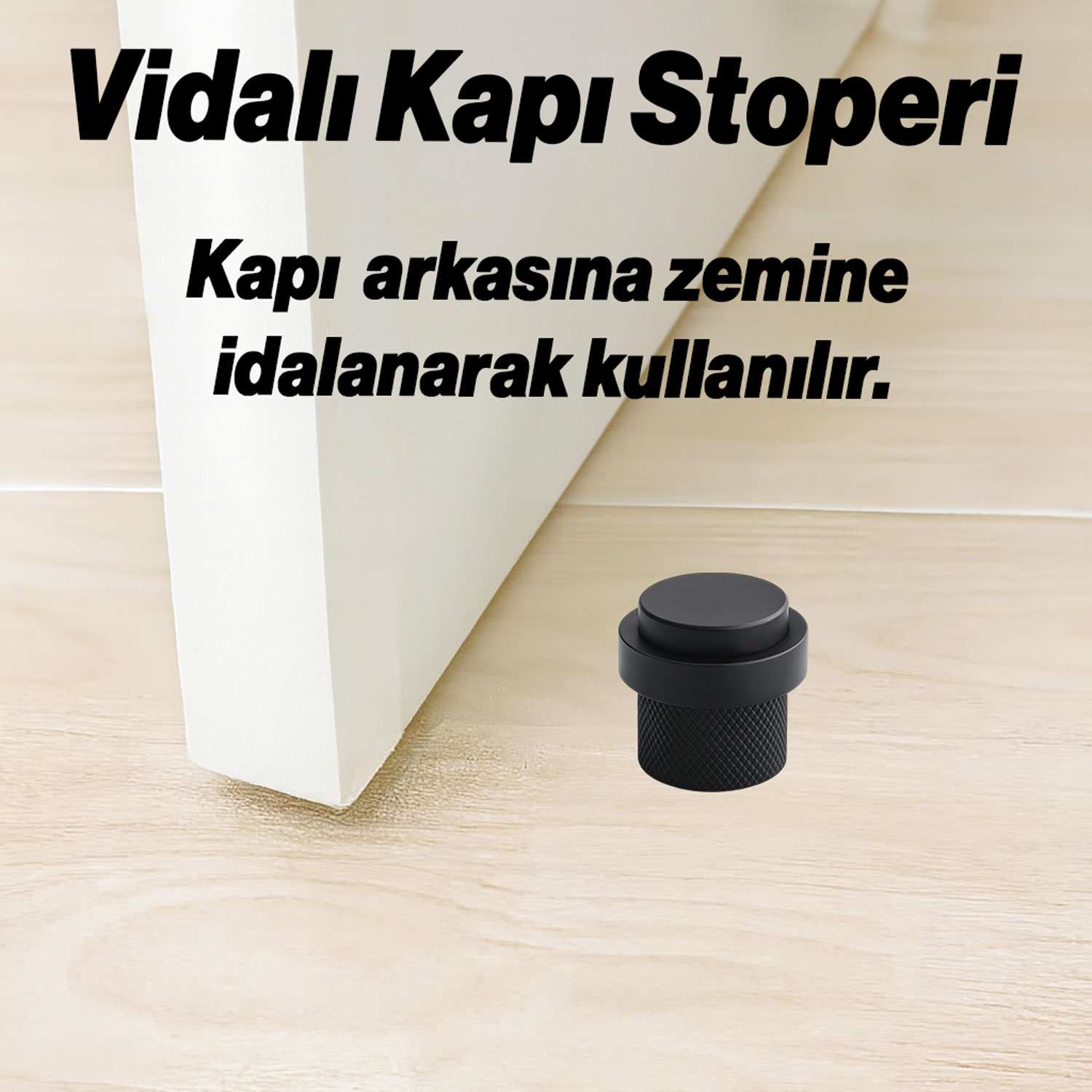 Modern Siyah Kapı Stoperi 3’lü Set Tırtık Model Vidalı Montaj Kauçuklu Kapı Tamponu Sessiz Durdurucu