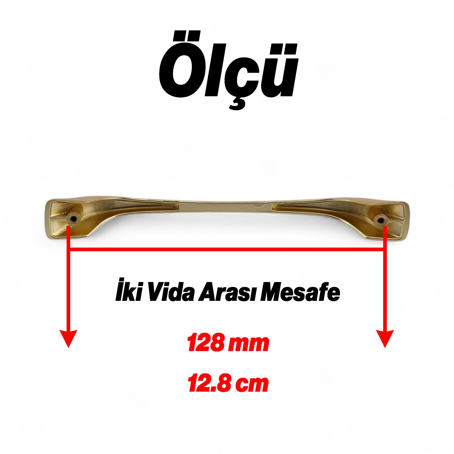 Ovit Metal Parlak Altın Gold Kulp 128 mm Mobilya Çekmece Mutfak Dolabı Dolap Kapak Kulpları Kulb