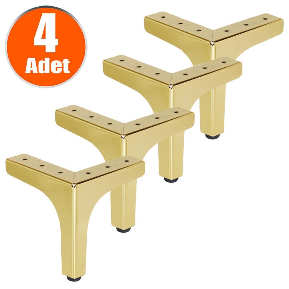 Dekor Mobilya Masa Puf Sehpa Ayağı Ayarlı Gold Metal Ayak 12.5 cm (4 ADET)
