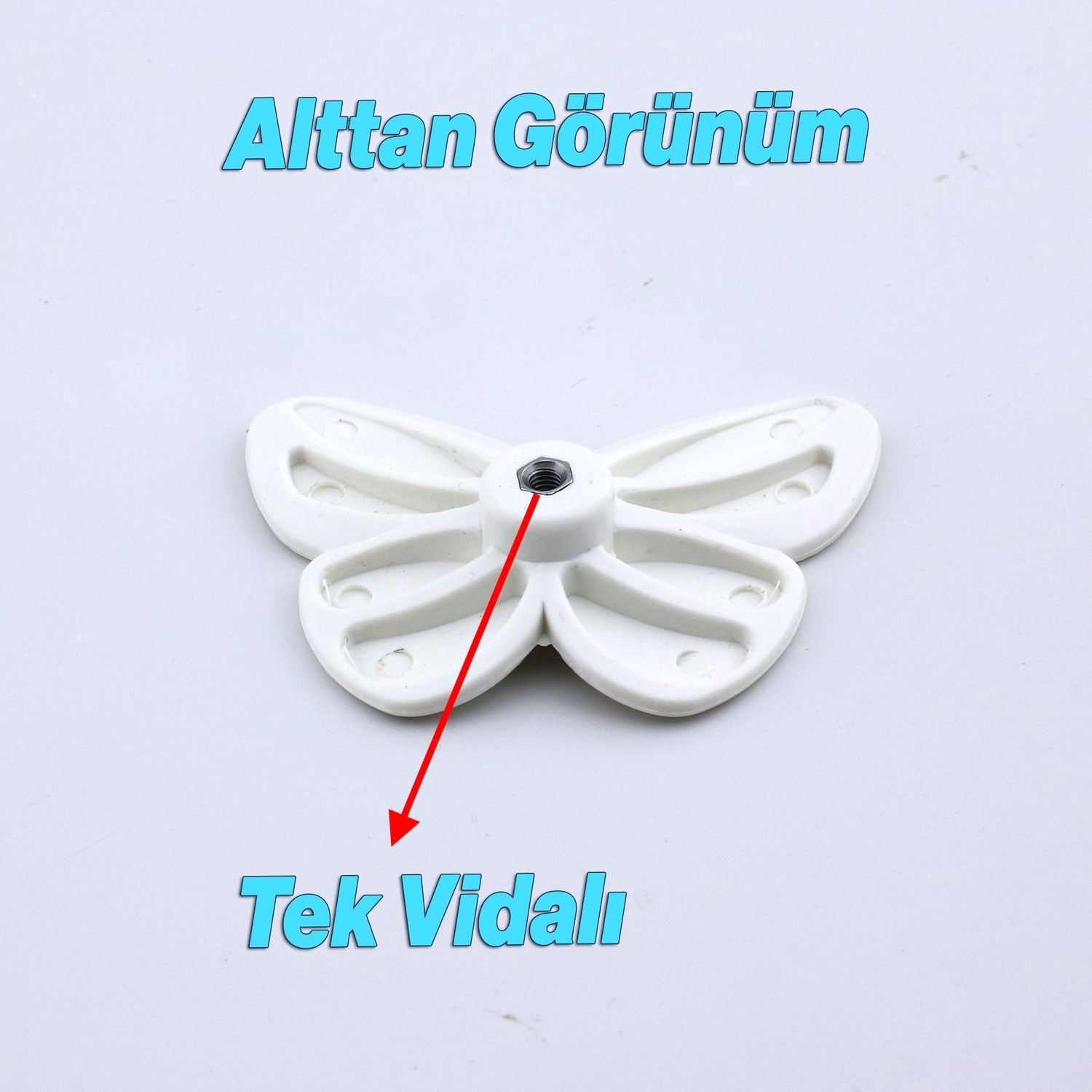 Plastik Kelebek Kulp Beyaz Mobilya Çoçuk Odası Kız Erkek Dolap Kapak Kulpu Çekmece Kulbu 1 ADET