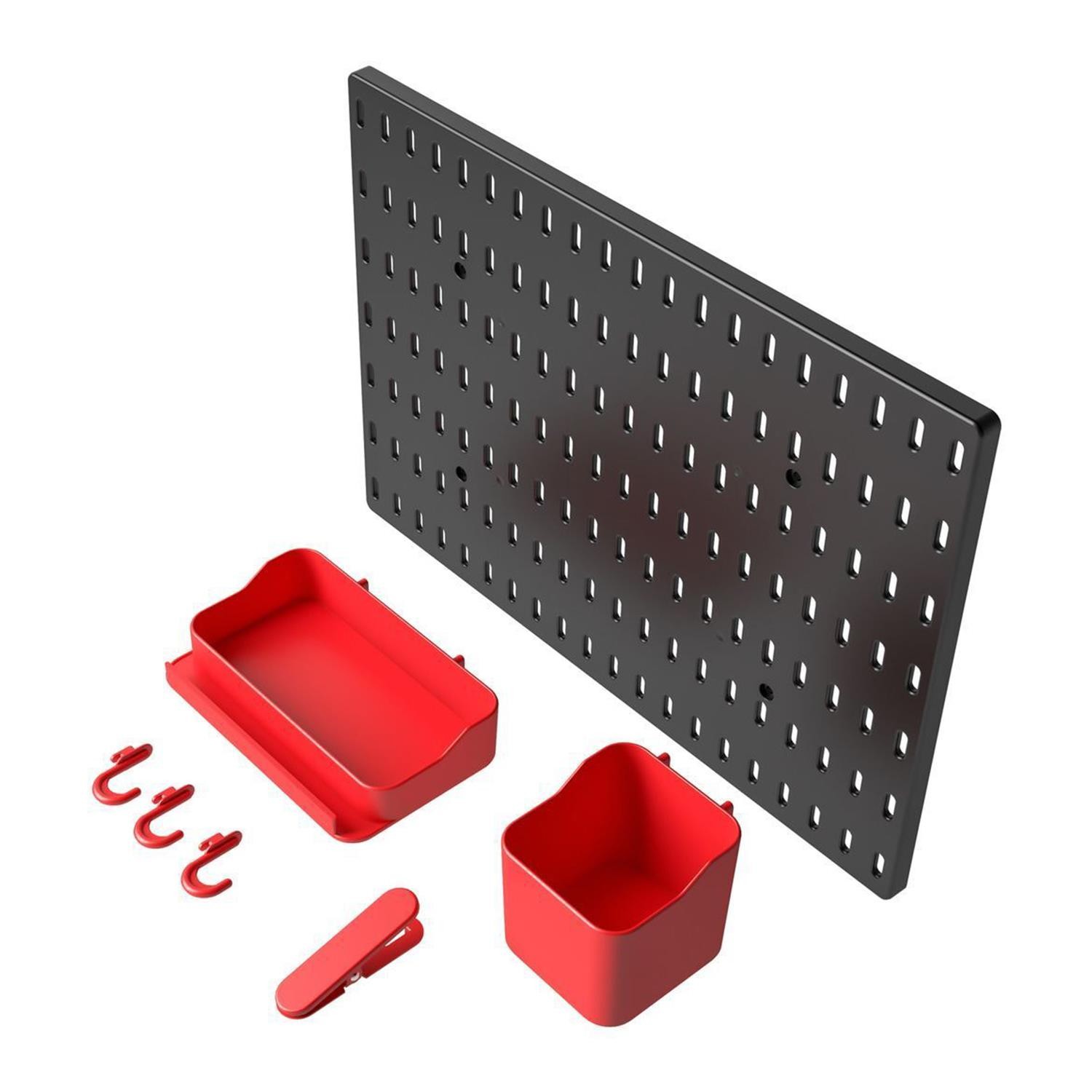 Plastik Delikli 7 Parçalı Organizer Siyah Kırmızı Çok Amaçlı Anahtarlık Pano Düzenleyici 40x28 cm