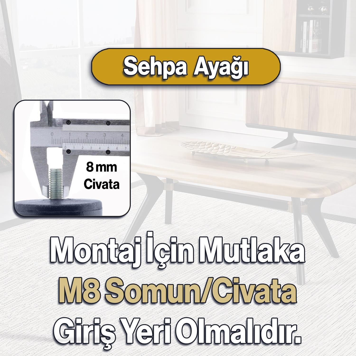 Pırlanta Plastik Sehpa Ayağı 30 cm Ahşap Desen 4 Adet Mobilya Orta Sehpası M8 Civatalı Ayak Ayaklar