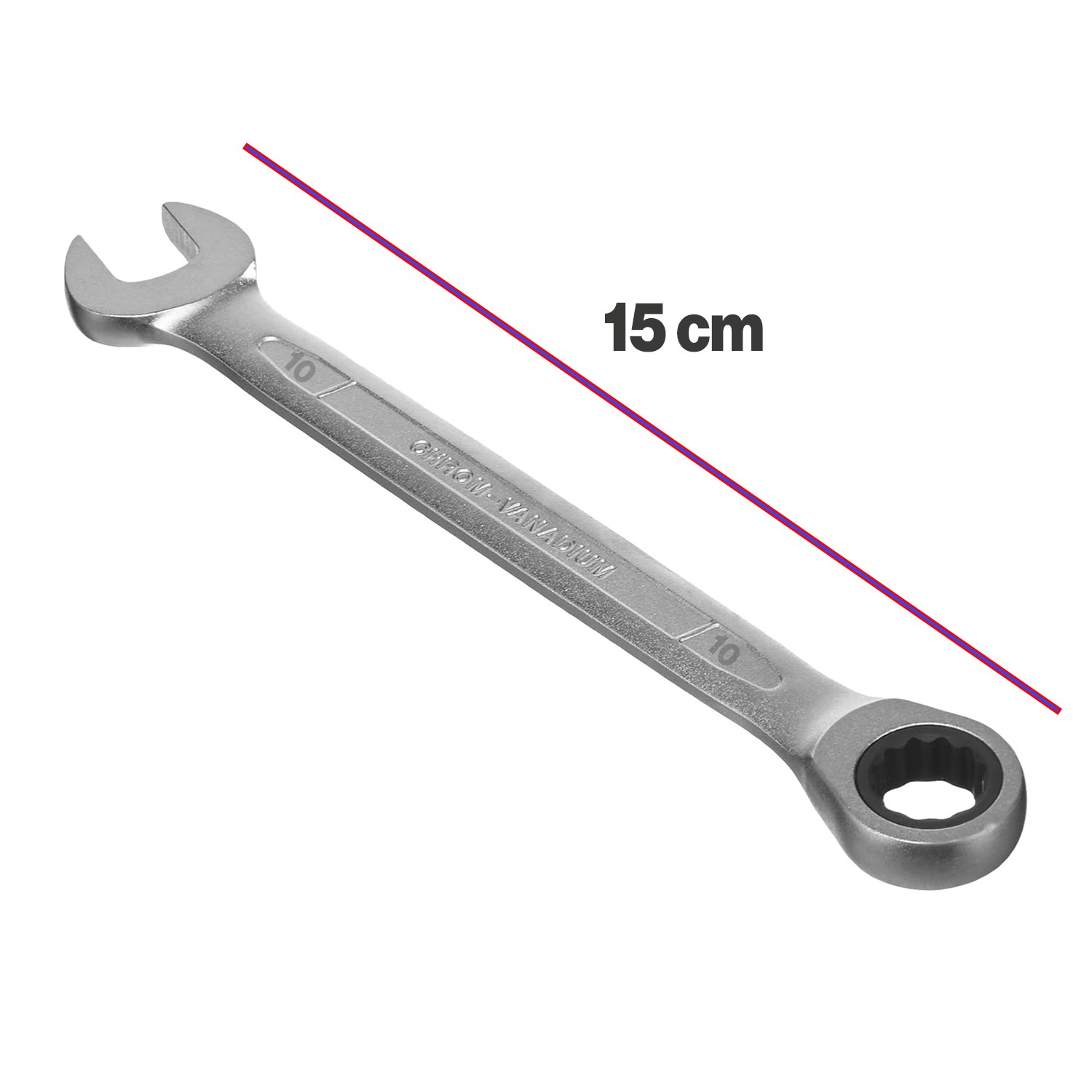 Cırcırlı Anahtar 10 mm Açık Ağızlı Düz ve Cırcır Kombine Anahtar 1 Adet Somun Sökme Sıkma