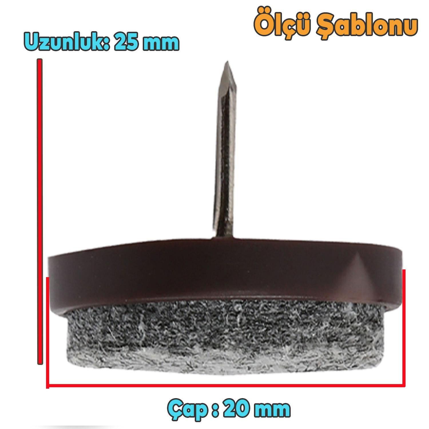 Çivili Masa Sandalye Koltuk Keçesi Parke Zemin Koruyucu Kahverengi 20 mm (10 ADET)