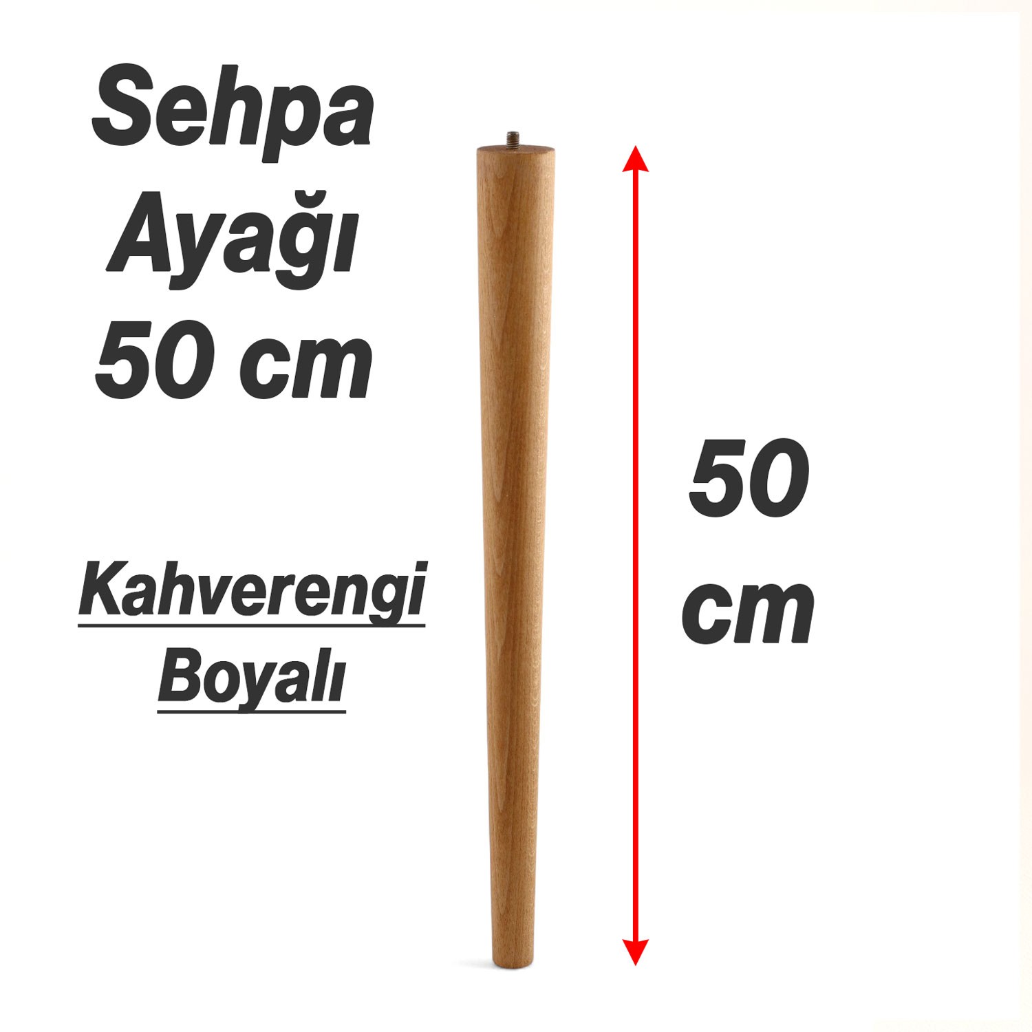 Kahverengi Boyalı Ahşap 50 cm 4’lü Set Doğal Masa ve Sehpa Ayağı Silindir Modern Tasarım Ayakları